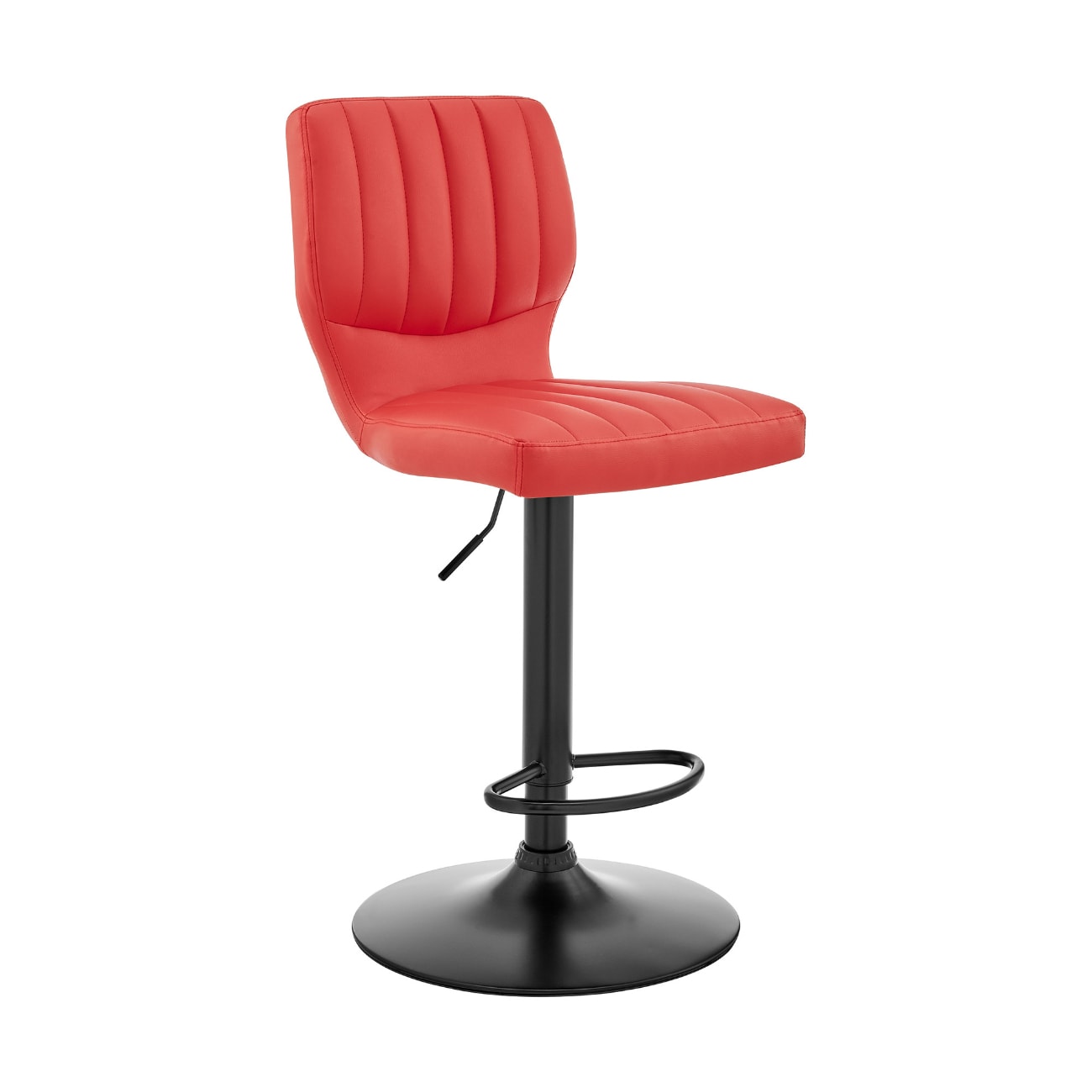 Red 25-in H Counter height Upholstered Swivel Metal Bar Stool Back | - HomeRoots 4000476898