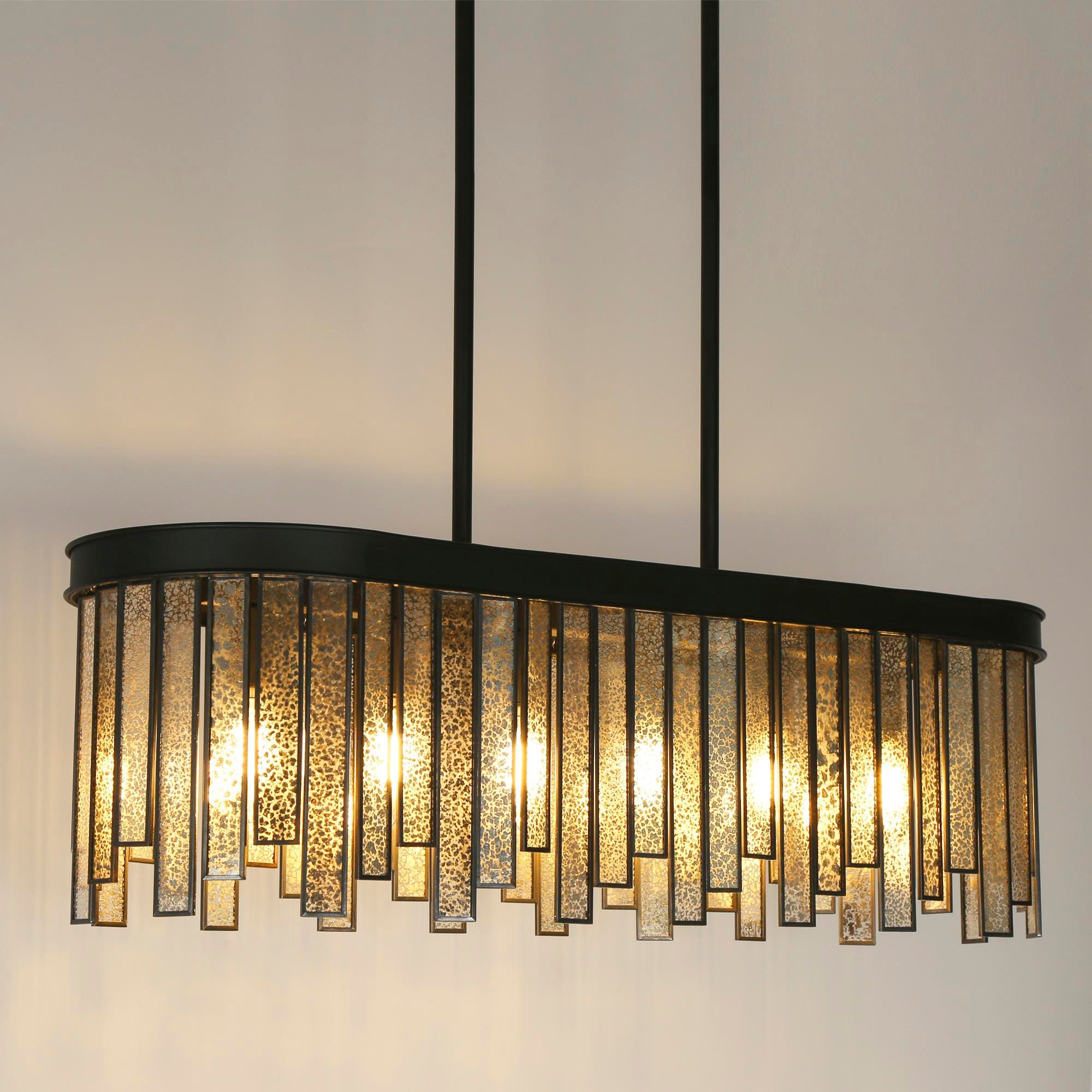 Matte Black and Mercury Glass 6-Light Linear Chandelier