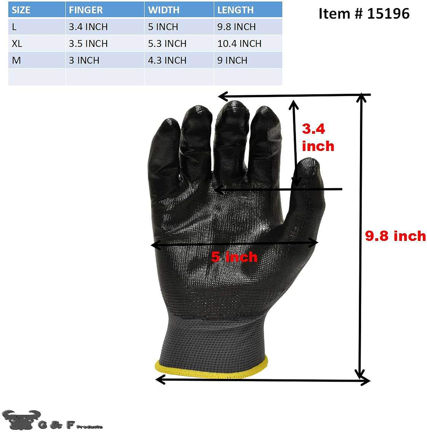 G & F Products 1519XL-18 Work-Gloves - Thumbnail View #2