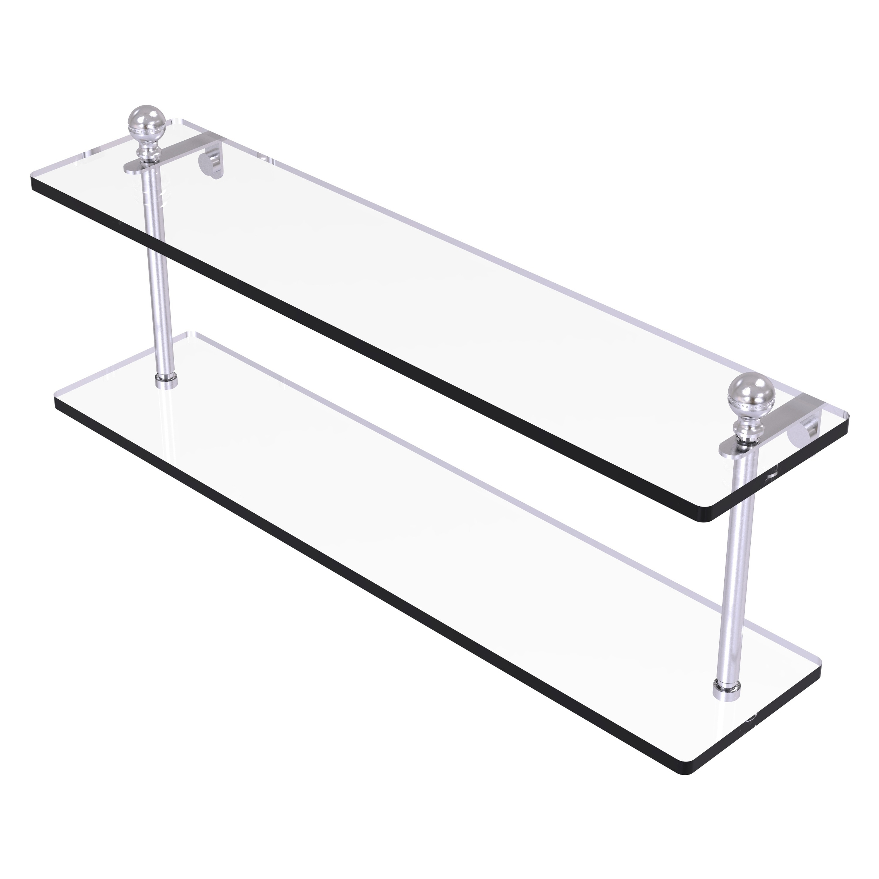 Allied Brass MA-2/22-SCH Mambo Satin Chrome 2 -Tier Wall mount Bathroom Shelf ( 22-in x 8-in x 5-in )