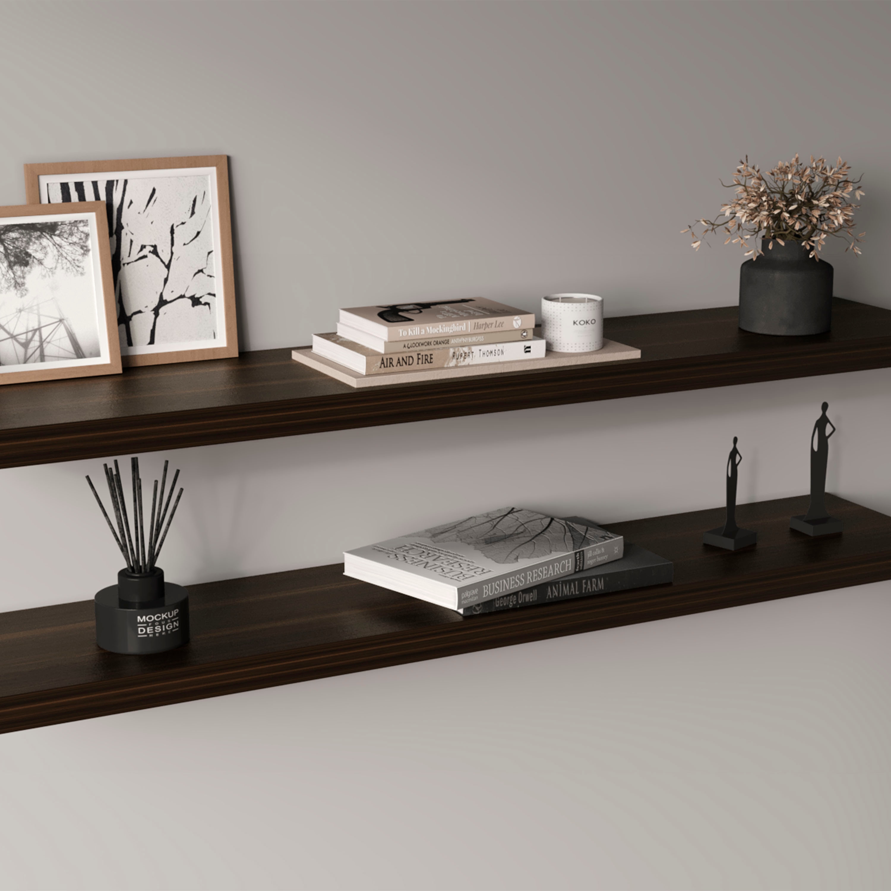 LUXEYARD Wide Floating Shelves Set of 2 Wall Decor  Multi Room Storage Solution