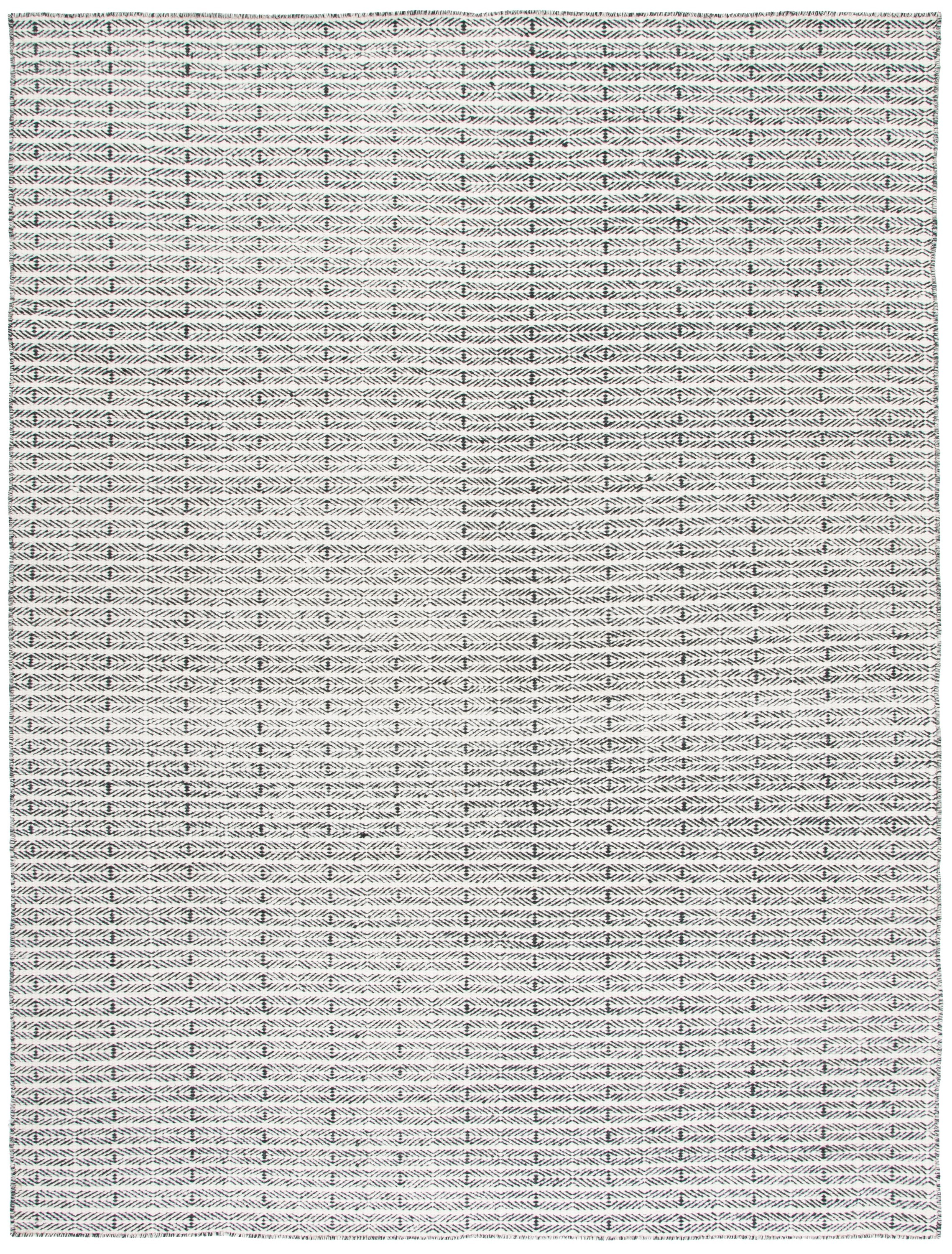 Handmade Black and Ivory Wool Tufted Reversible Area Rug, 9' x 12'