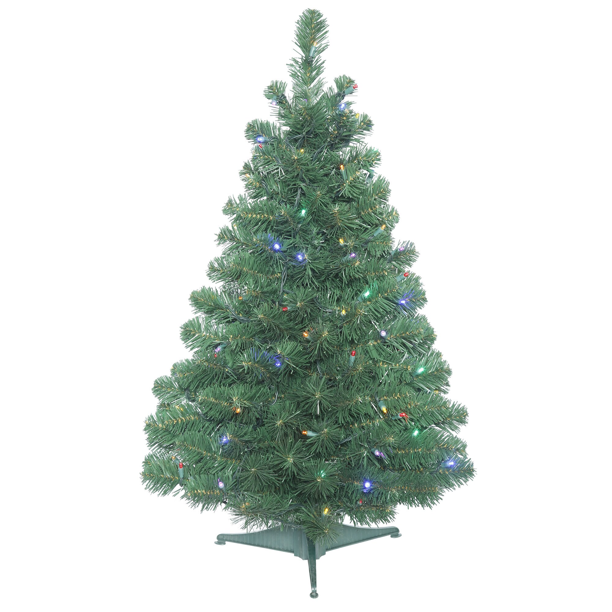 Vickerman C164037LED 3-ft Fir Pre-lit Artificial Christmas Tree with Multicolor LED Lights