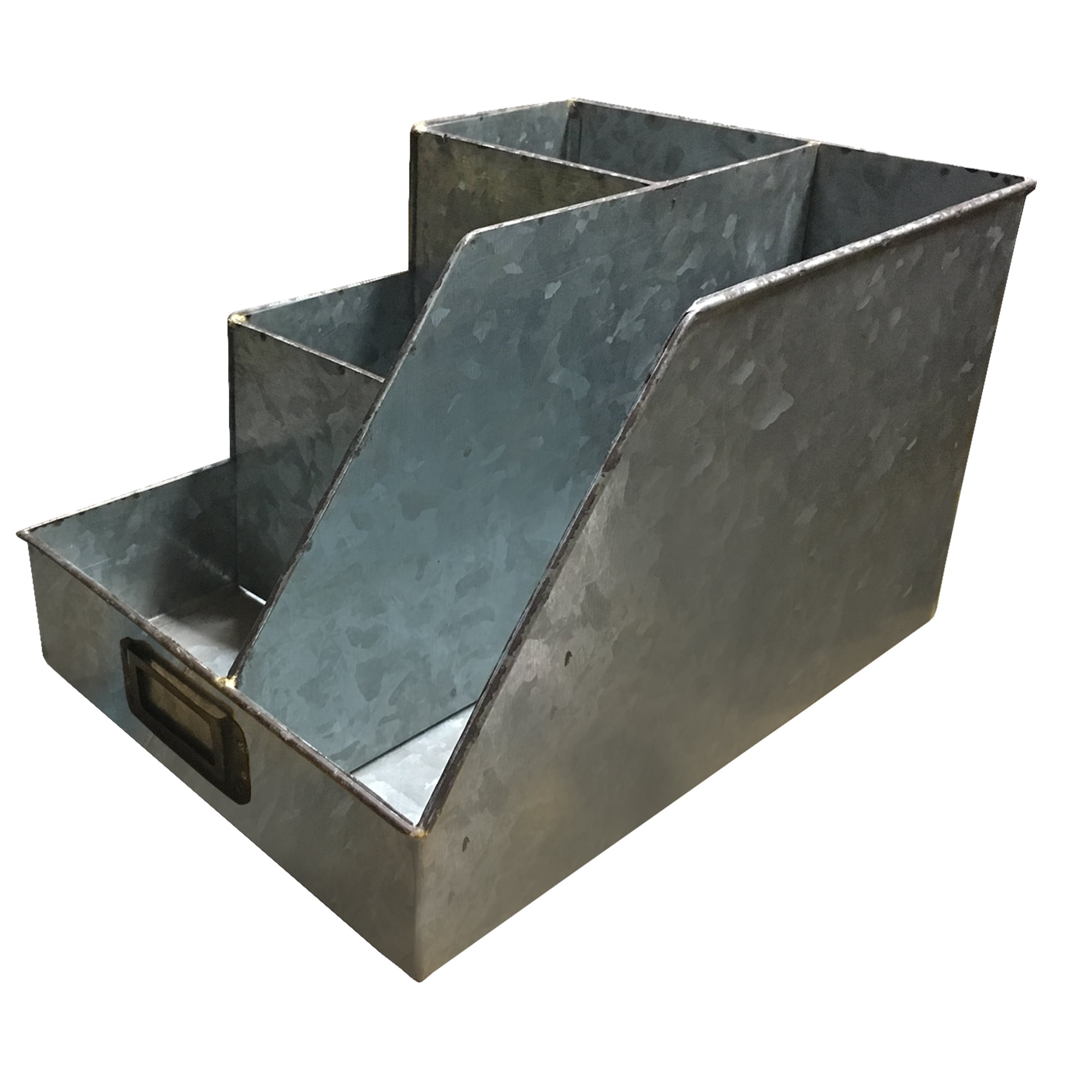 Benzara BM195133 6-in x 7-in Galvanized Gray 4 Divided Rectangle Serving Caddy