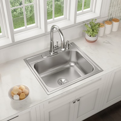 Elkay LRAD2522503 3-Hole Gourmet 22-Inch x 25-Inch Single Basin Drop-Inch Stainless Steel Kitchen Sink 