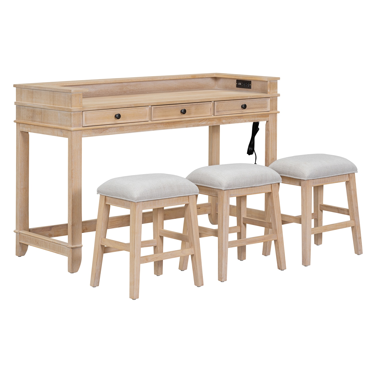 SINOFURN SYA010269WT Brown Country Dining Room Set with Rectangular Table ( Seats 3 )