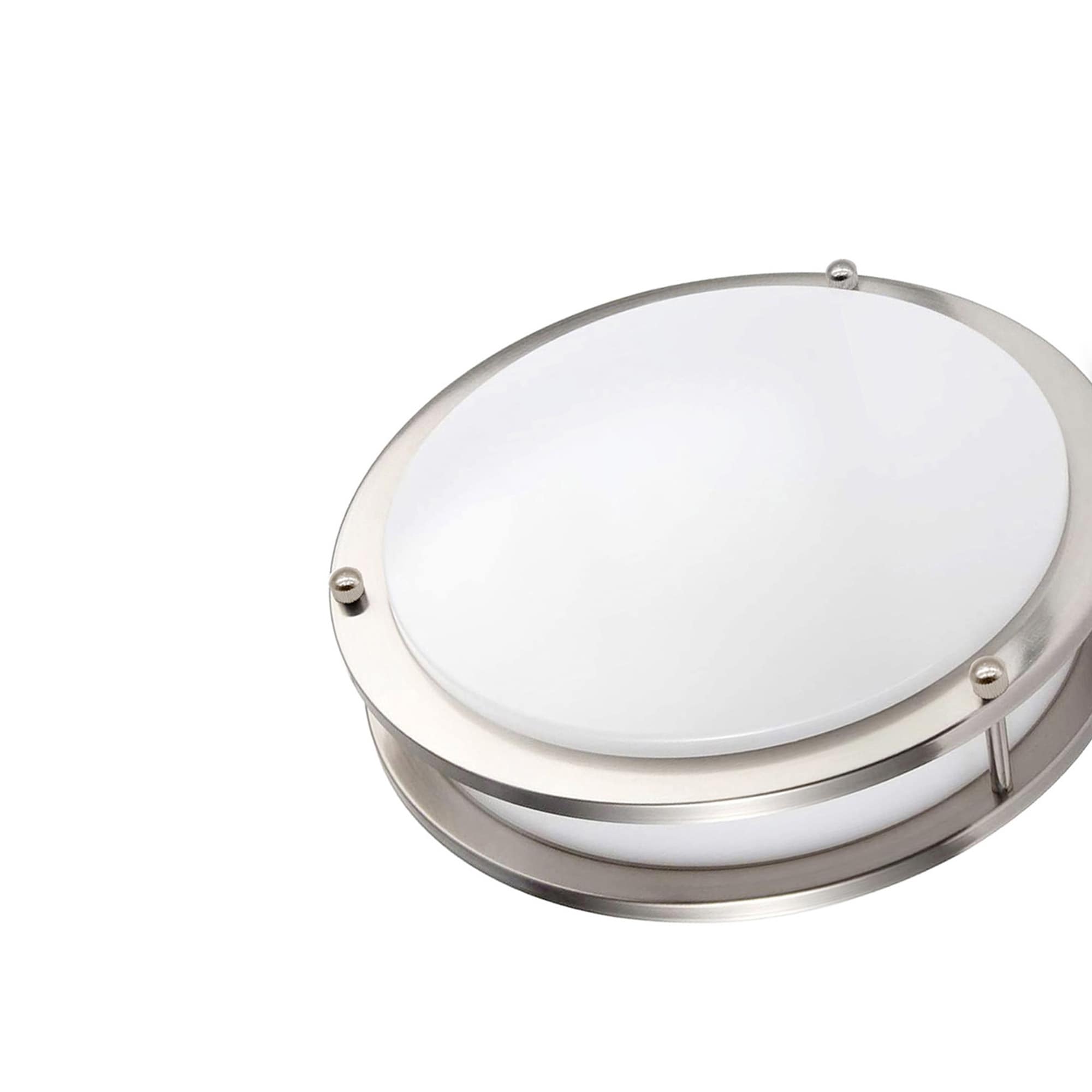 Modern 12" Brushed Nickel LED Flush Mount Ceiling Light, White Acrylic