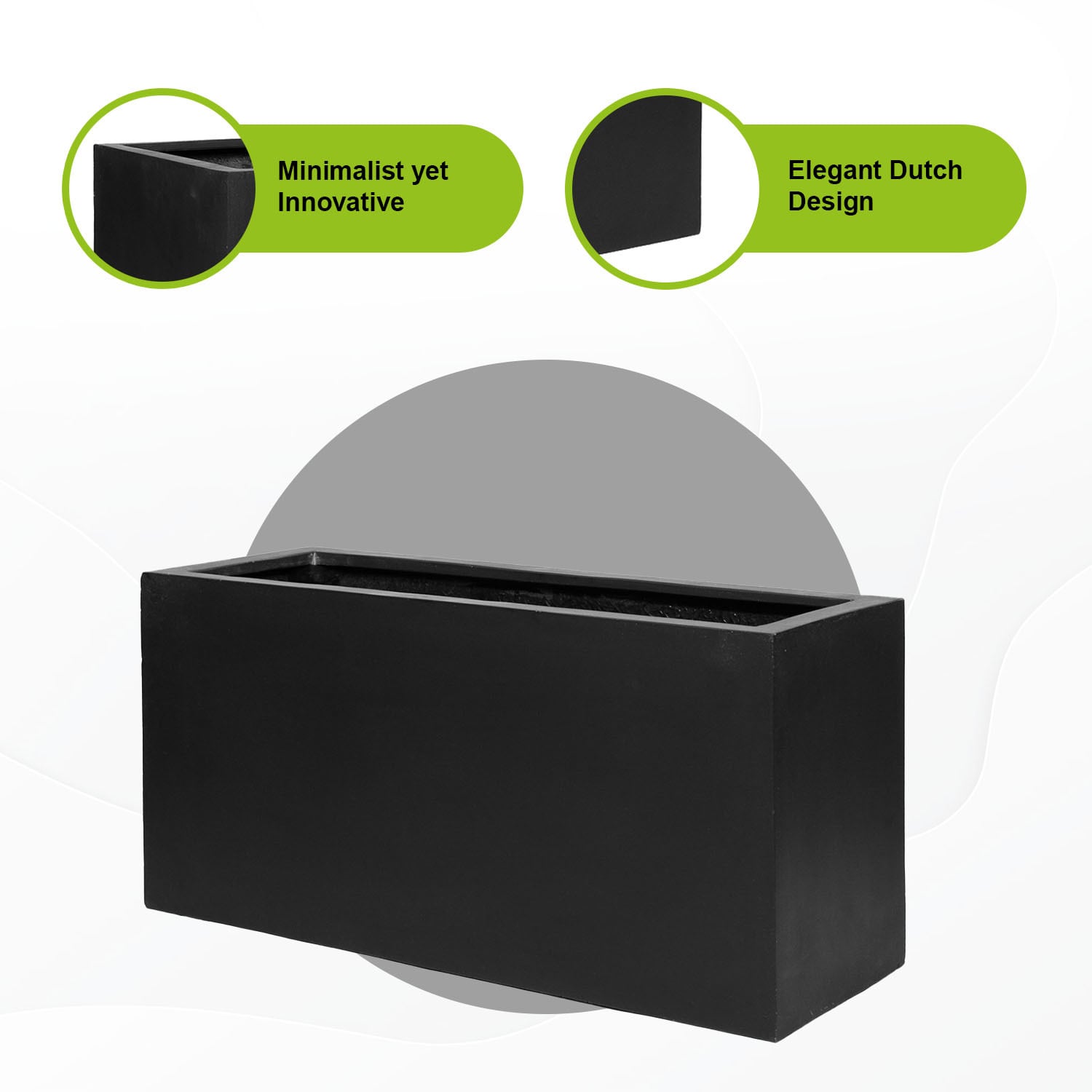 Jort 32" Black Fiberstone Indoor/Outdoor Rectangular Planter