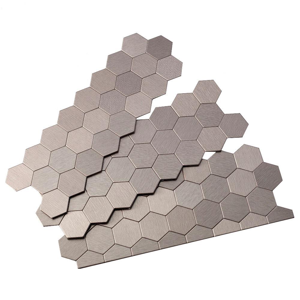 Aspect Metal Peel And Stick 4-in X 11.5-in Stainless Backsplash Panels ...