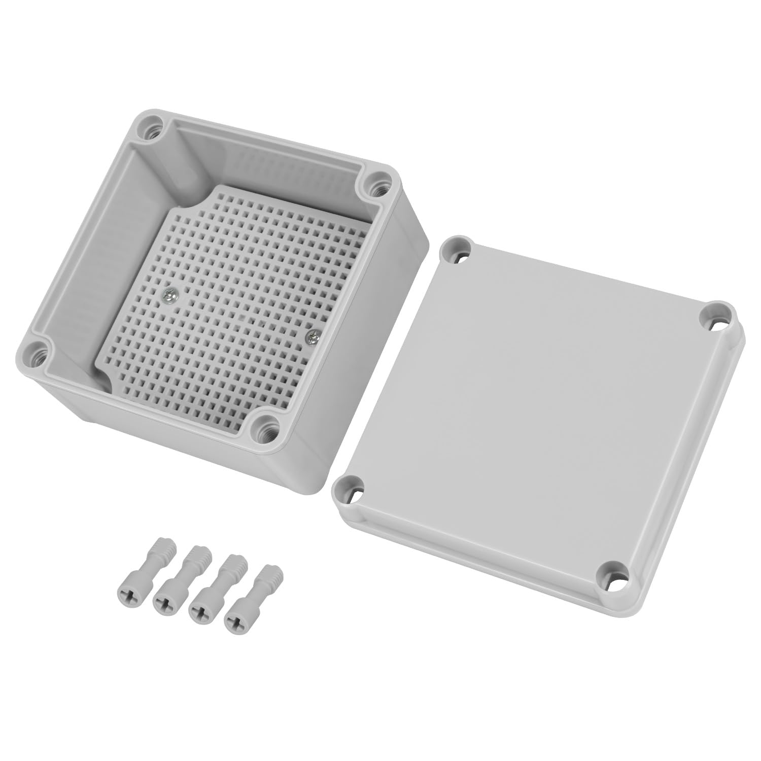 Aoibox  IP67 Outdoor Electrical Junction Box with Mounting Plate ABS Waterproof Enclosure 4 9 x 4 9 x 3 in Gray