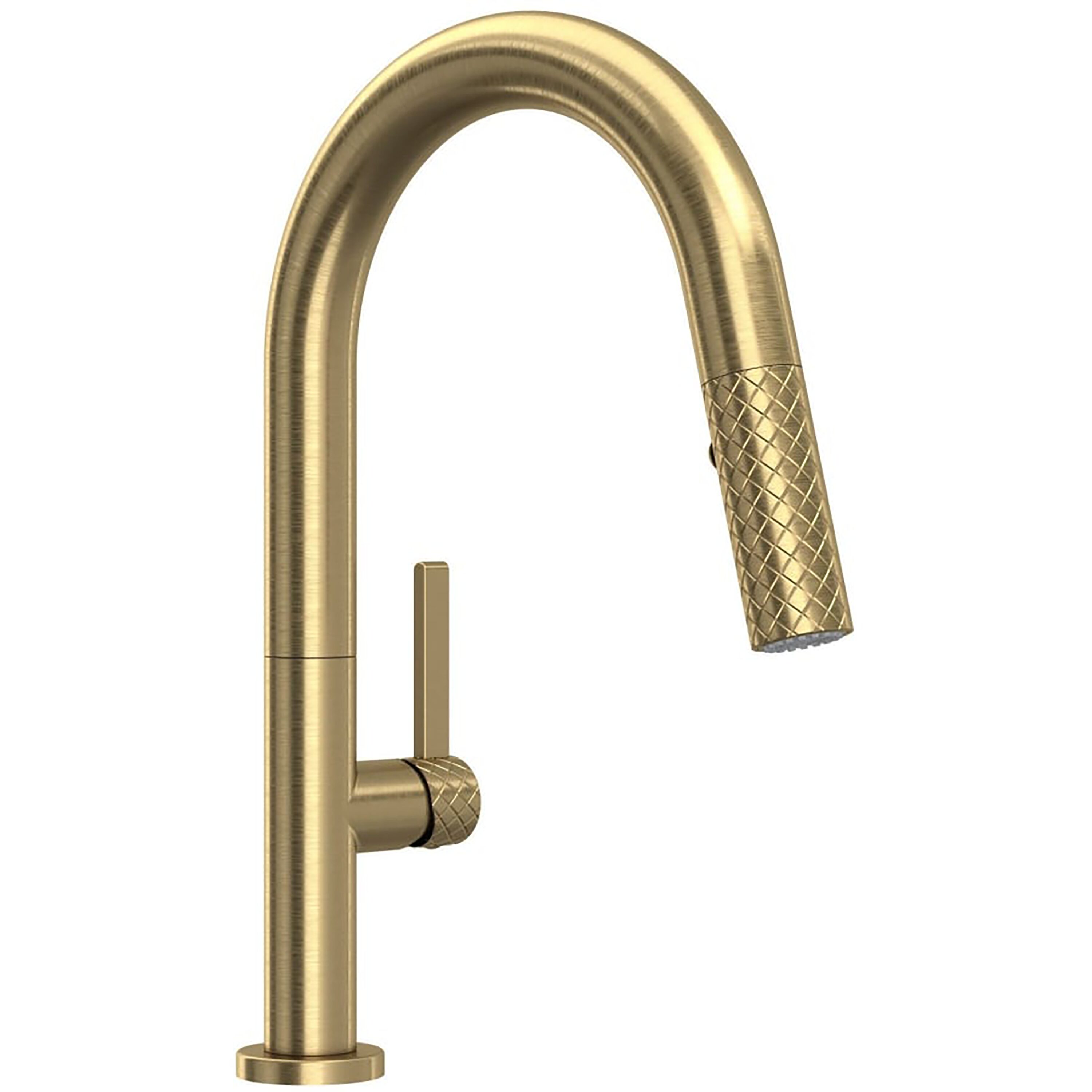Rohl TE65D1LMAG Antique Gold Single Handle Deck-mount Kitchen Faucet with Sprayer