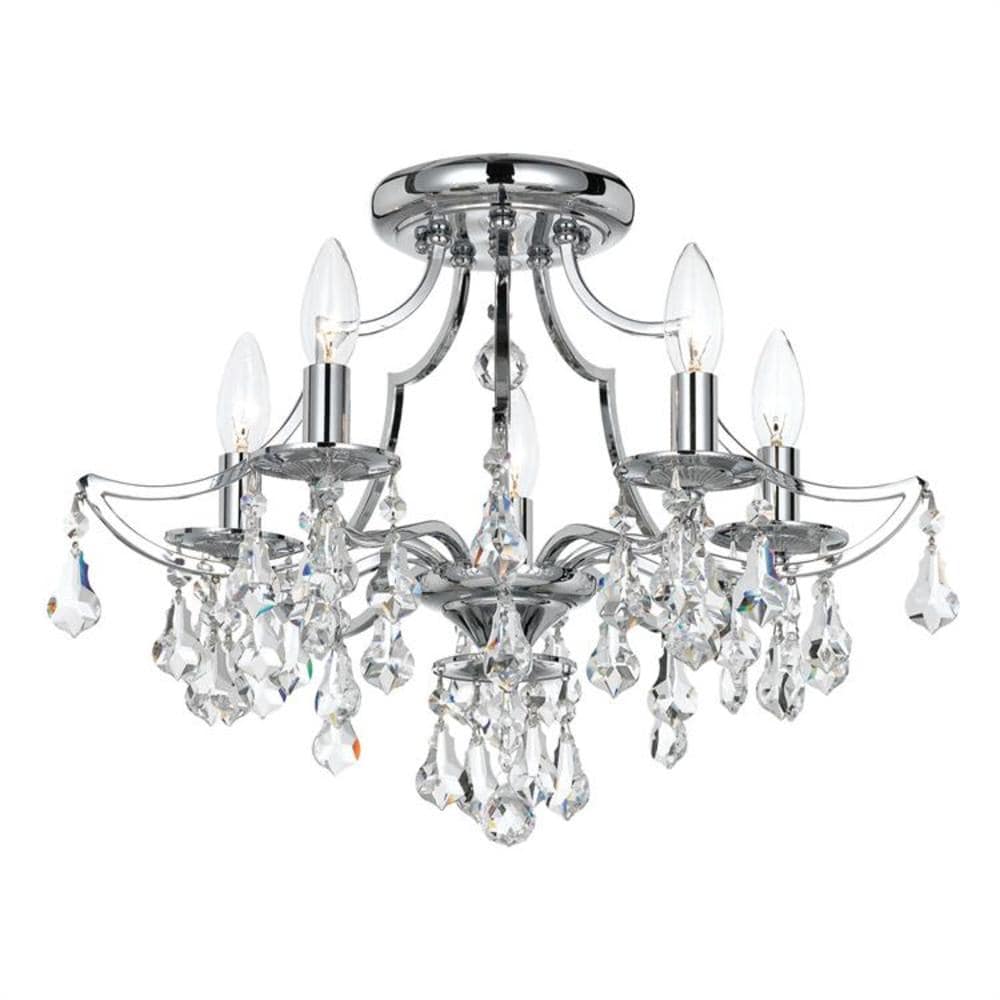 Crystorama 5930-CH-CL-MWP Cedar 5-Light 18.5-in Polished Chrome Flush Mount Light