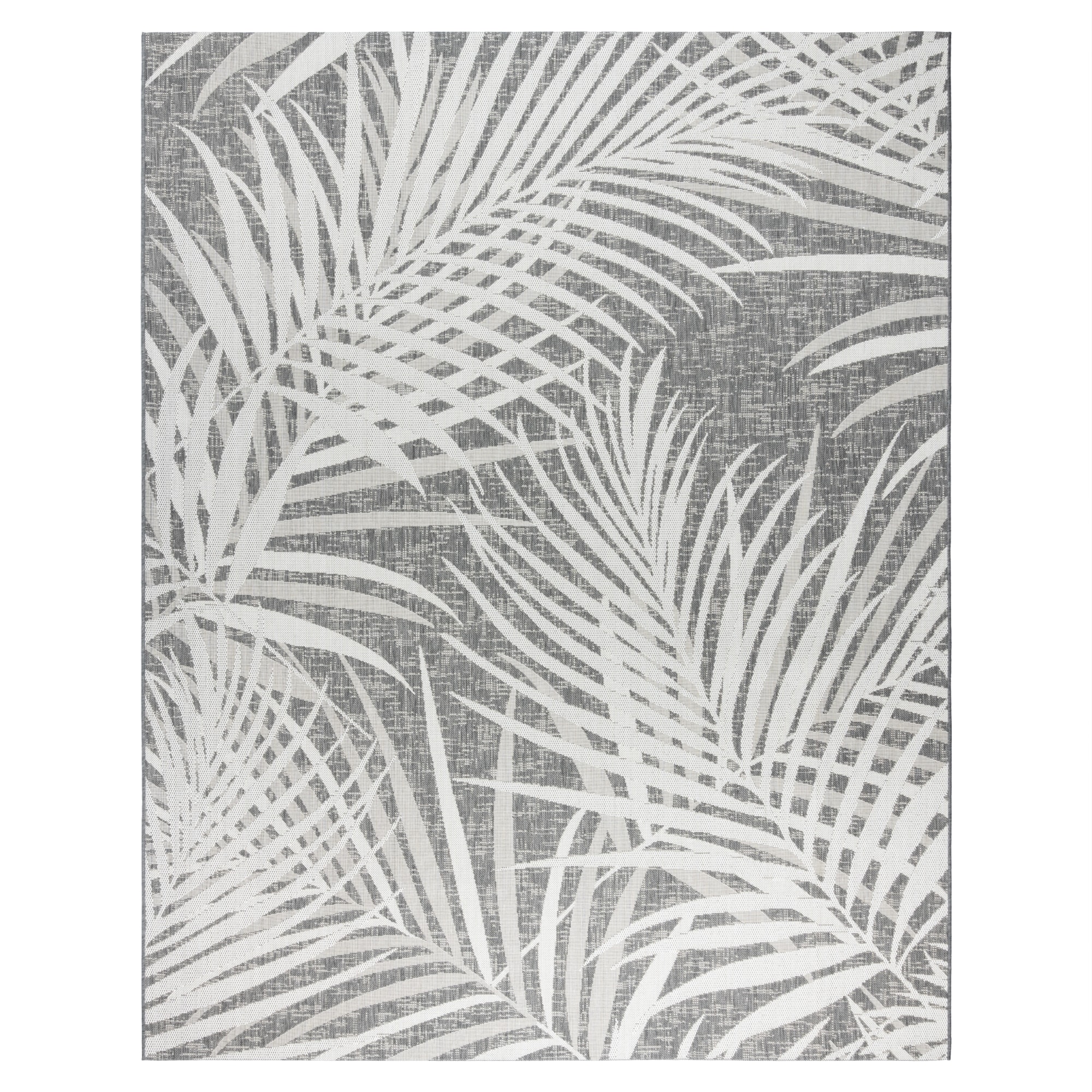 GERTMENIAN 19515 Paseo Paume 8 x 10 (ft) Polypropylene Dark Gray Rectangular Indoor/Outdoor Floral/Botanical Tropical Area rug