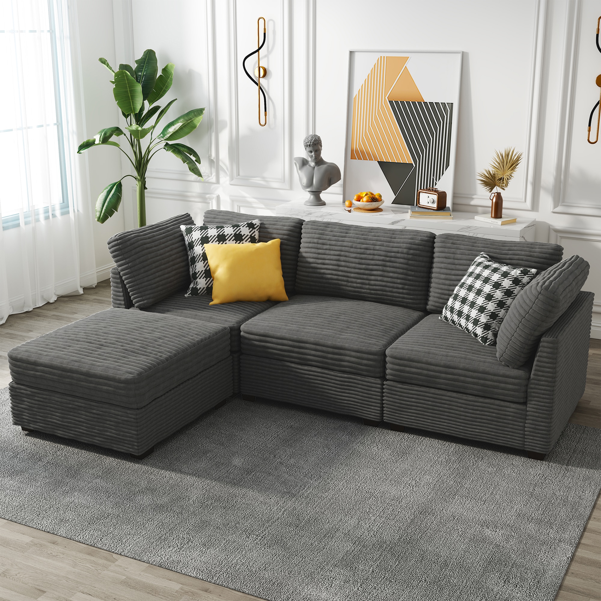 ALTRIGUS 6L-YOYO910-41-AL 98-Inches Casual Gray 4 -seater Sectional