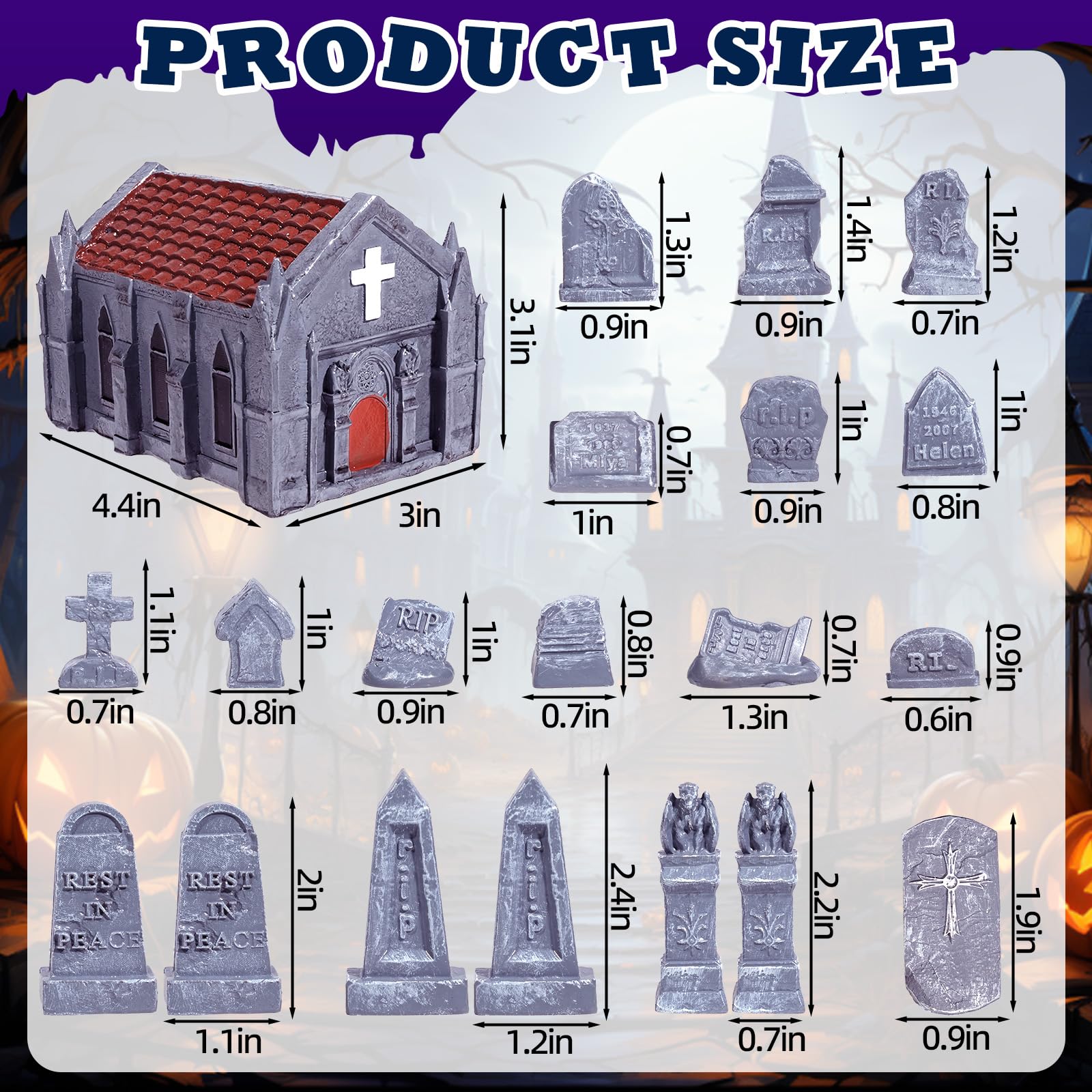 ITOPFOX 20 Piece Miniature Gravestone Tombstones Figurines DIY ...