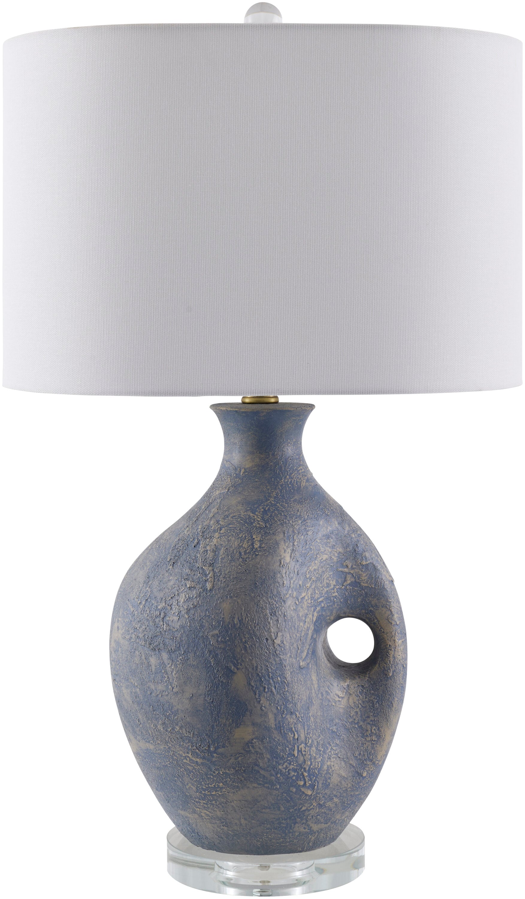 Livabliss Haria 26-in White/Blue 3-way Table Lamp with Linen Shade