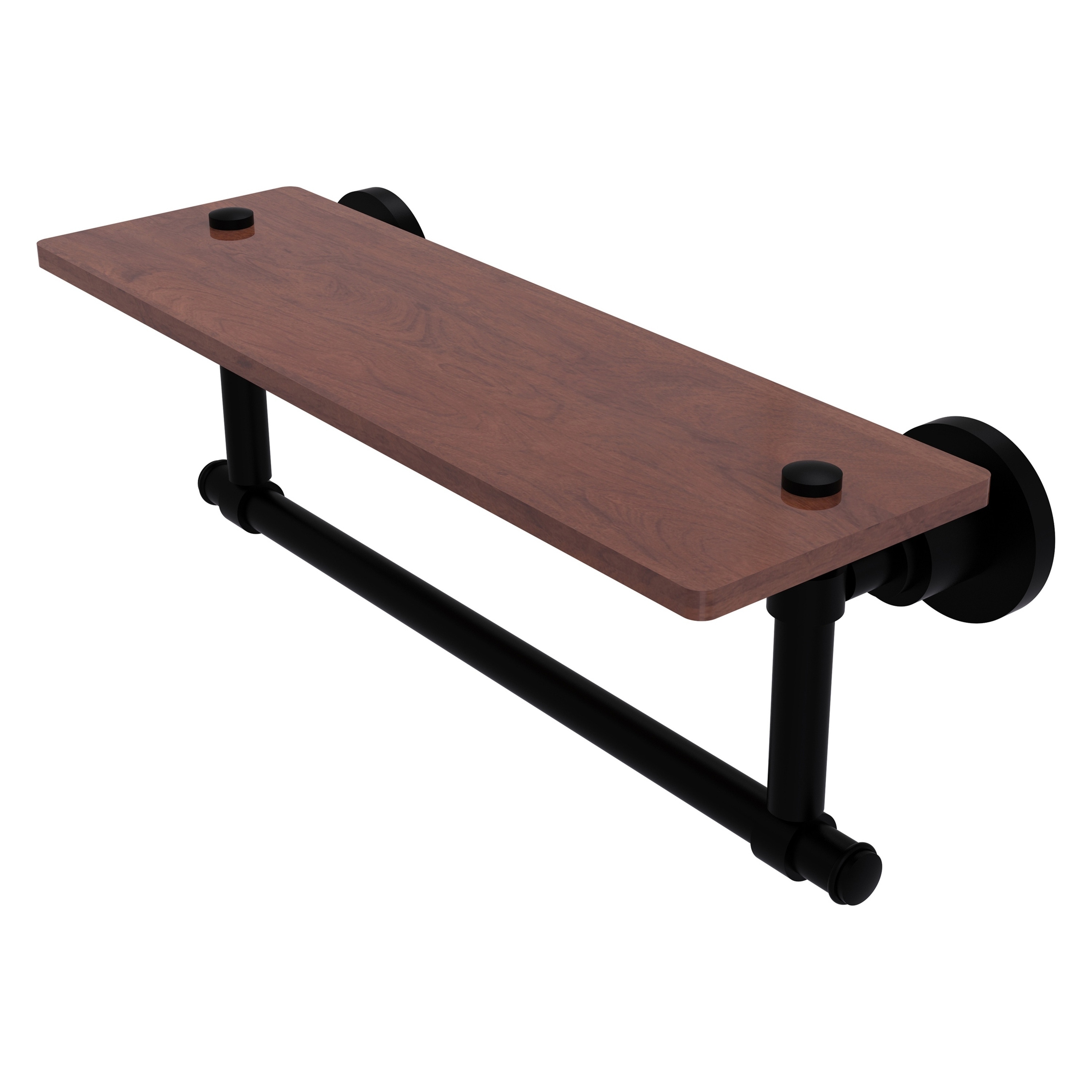 Allied Brass WS-1TB-16-IRW-BKM Washington Square Matte Black Wall mount Bathroom Shelf ( 16-in x 5-in x 5-in )