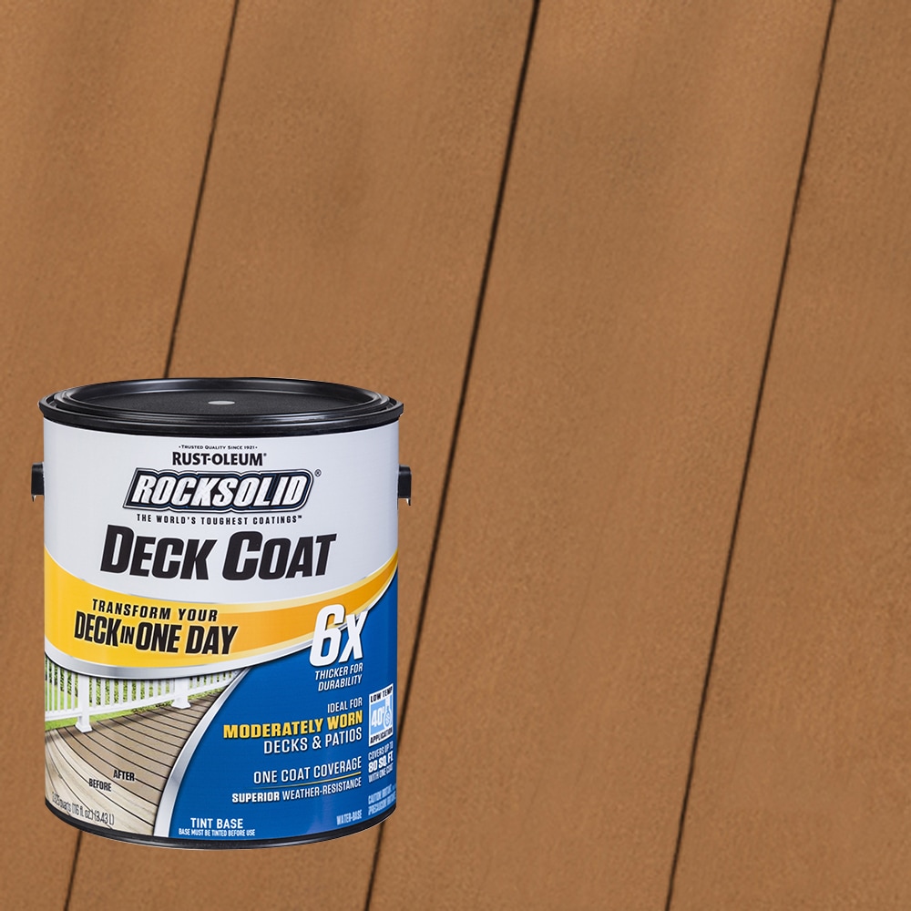 Rust-Oleum 319658T RockSolid 6X Deck Coat Pre-Tinted Saddle Solid Exterior Wood Stain and Sealer in One ( 1-gallon )