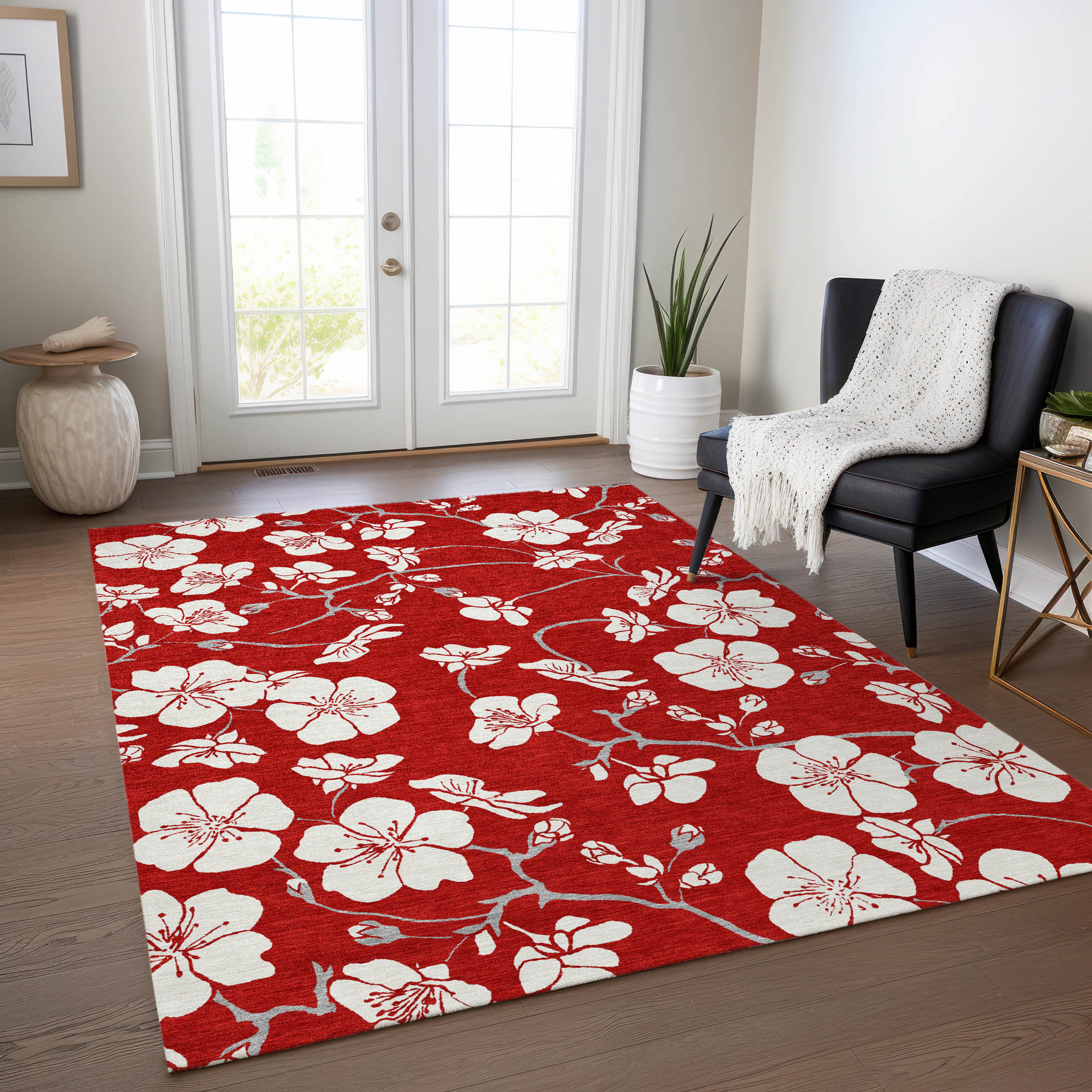 Addison Rugs ACN1032RD30X46 Chantille ACN1032RD 2 x 3 (ft) Polyester Red Rectangular Indoor/Outdoor Geometric Machine washable Area rug