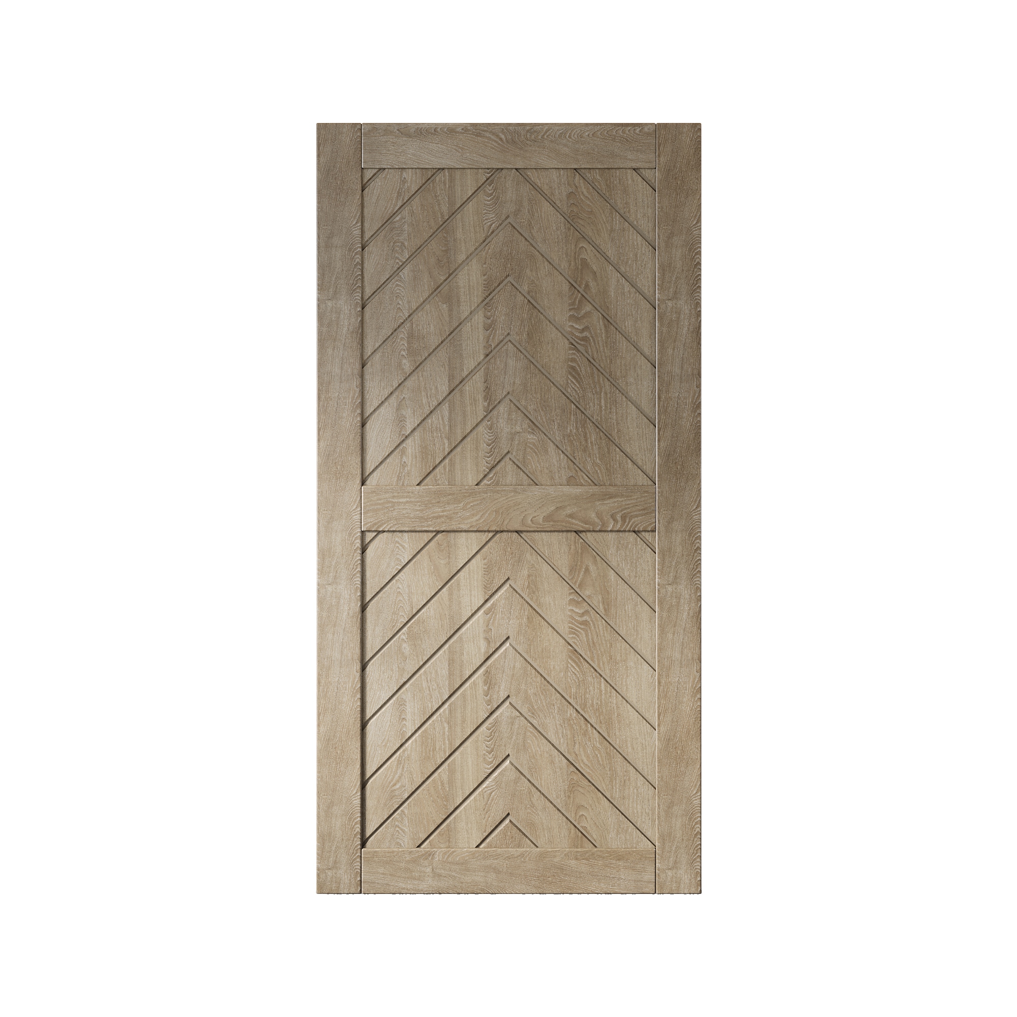 HOMACER JT1-4080-GR 40-in x 80-in Classic Gray Herringbone Pine Wood Solid core Single Barn Door (Hardware Not Included)