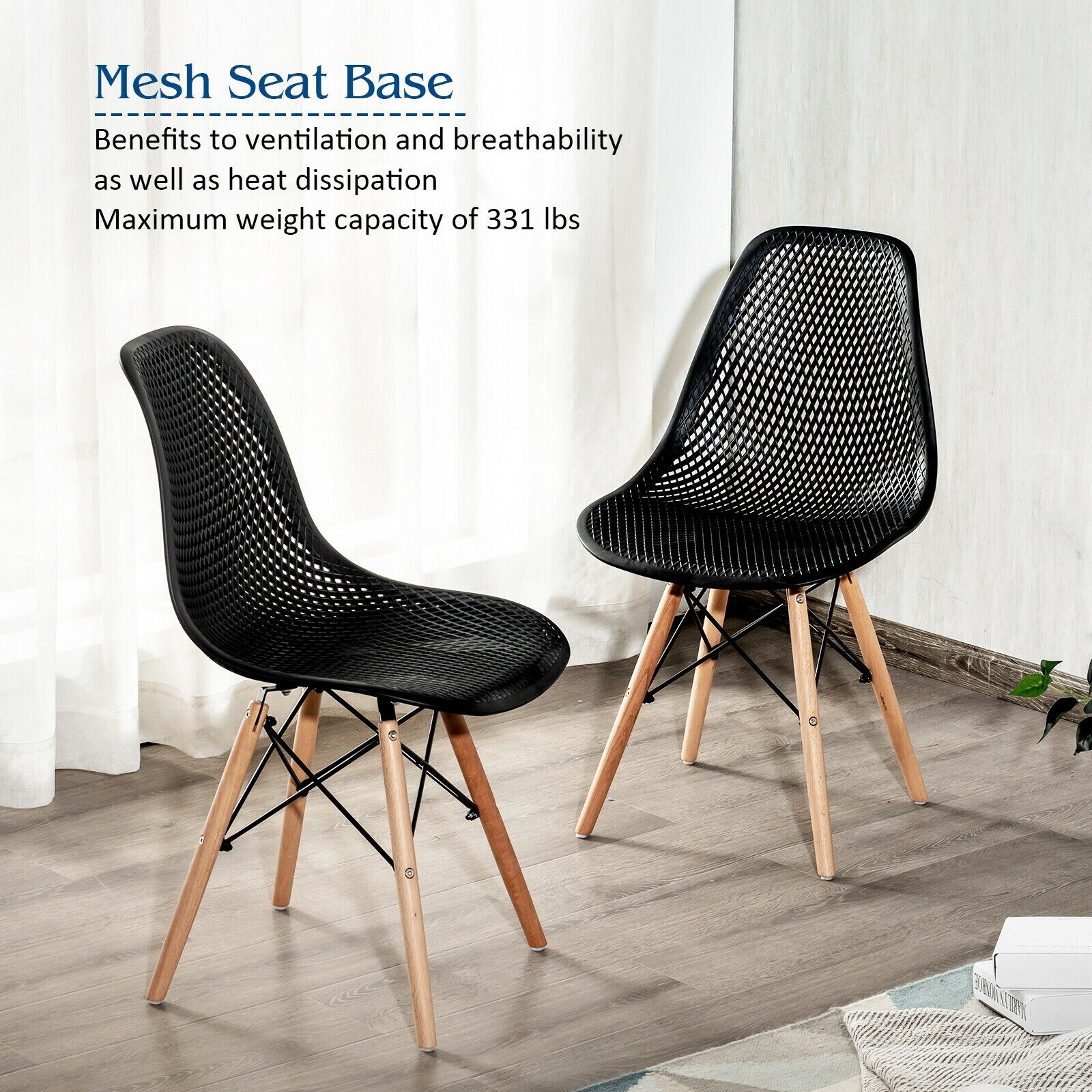 WELLFOR HW-HWY1-65432BK-2 Dining-Chairs - View #2