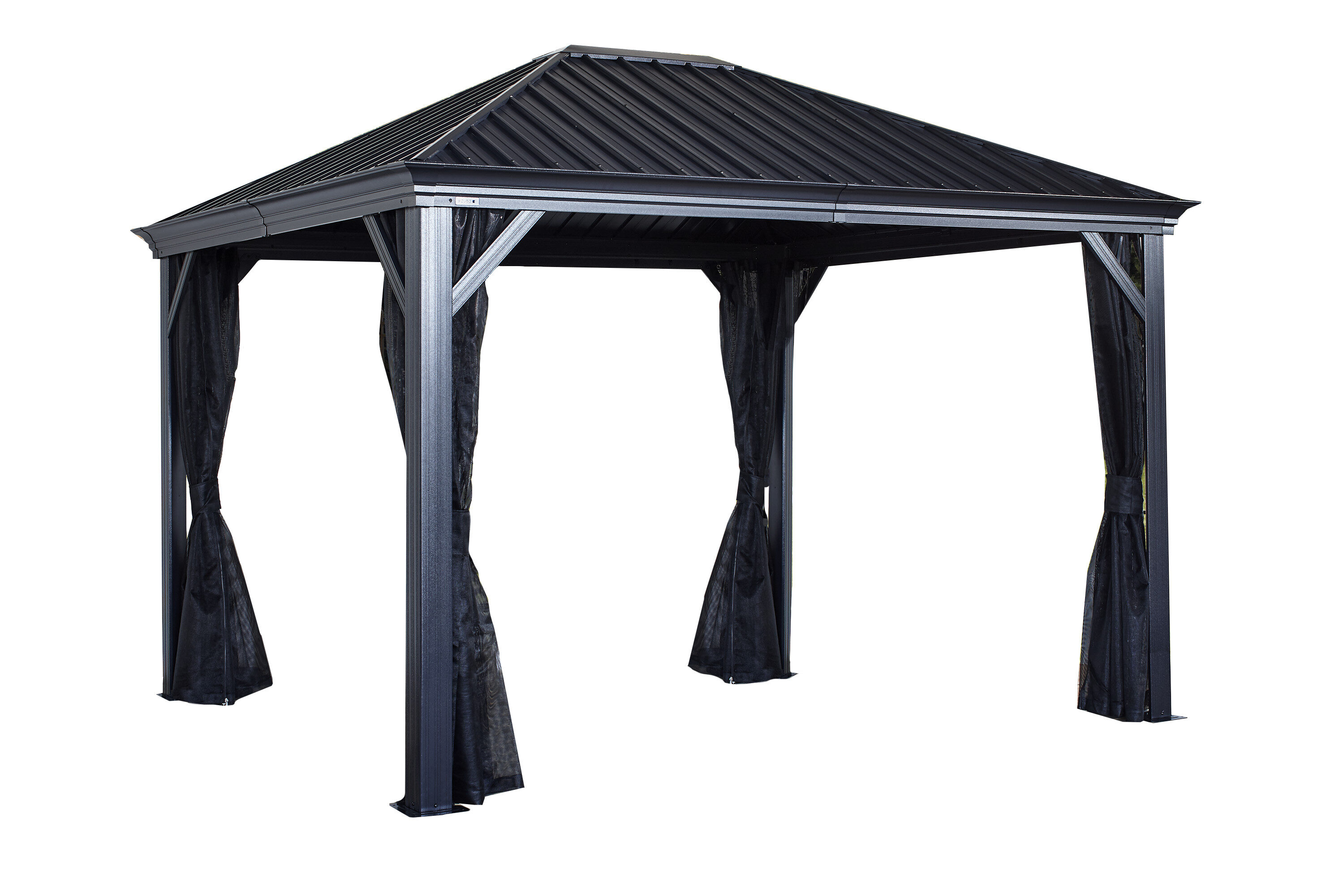 Sojag 10-ft x 14-ft Rectangle Black Metal Steel Roof Gazebo in the ...