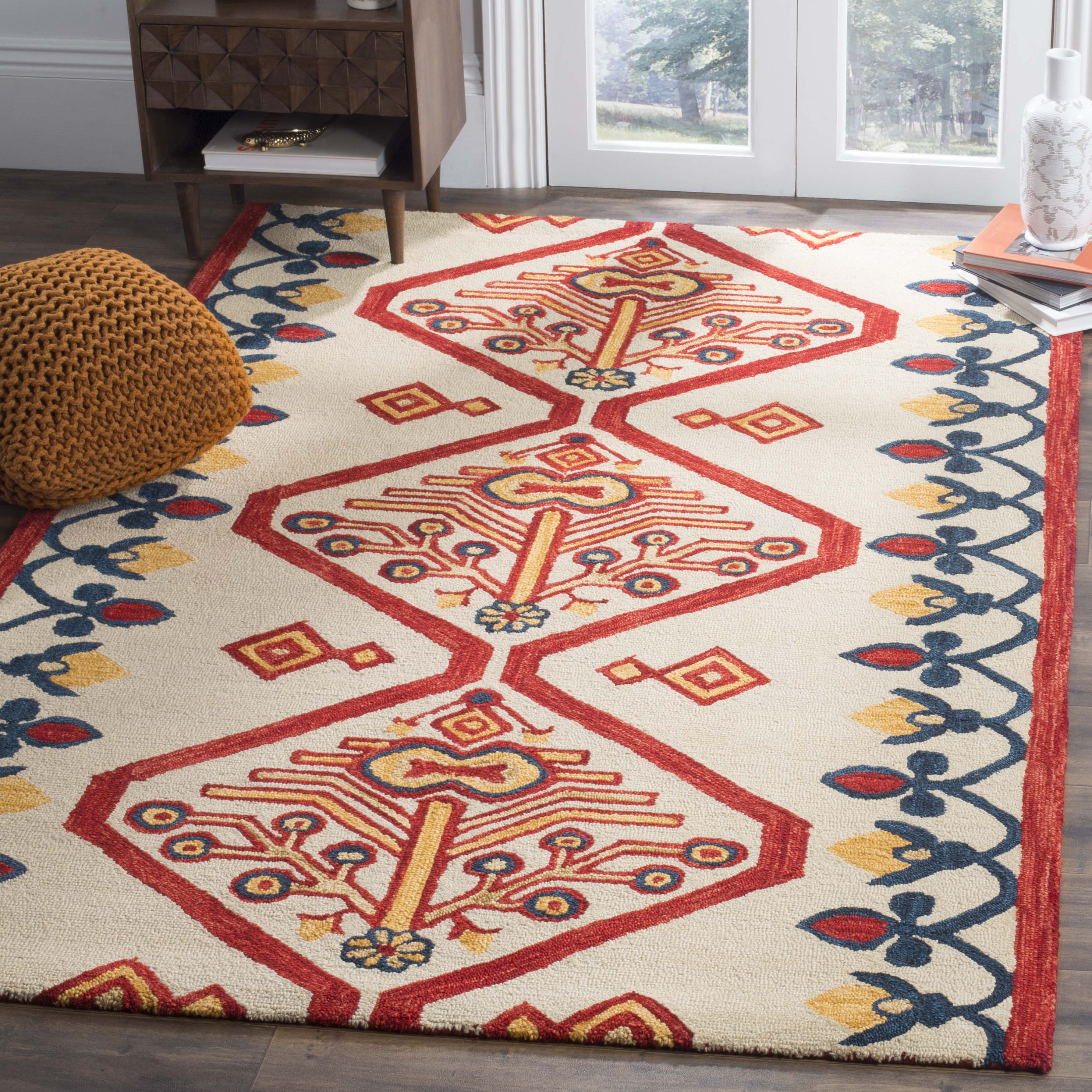 Safavieh APN703A-2 Aspen Kersey 2 x 3 (ft) Tufted Wool Ivory/Multi Rectangular Indoor Abstract Global Throw rug