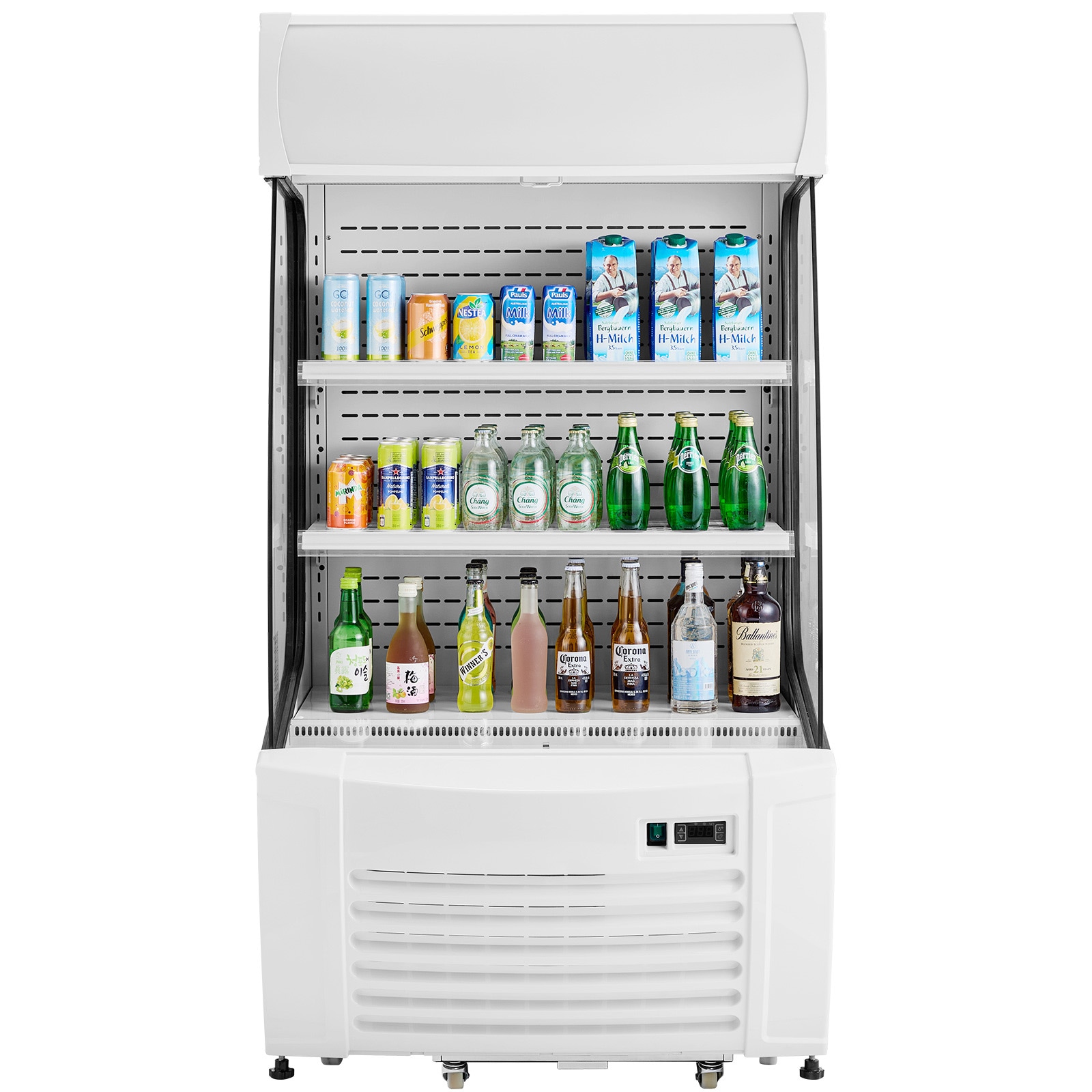 VEVOR SCLSFMJ3C12706655V1 Open Air Merchandiser  2 Tier Shelving Commercial Refrigerator  Grab and Go Display Cooler Refrigerator with Air Curtain  LED Advertising Light  Fits for Restaurants  Stores  Office  12.7cu.ft.