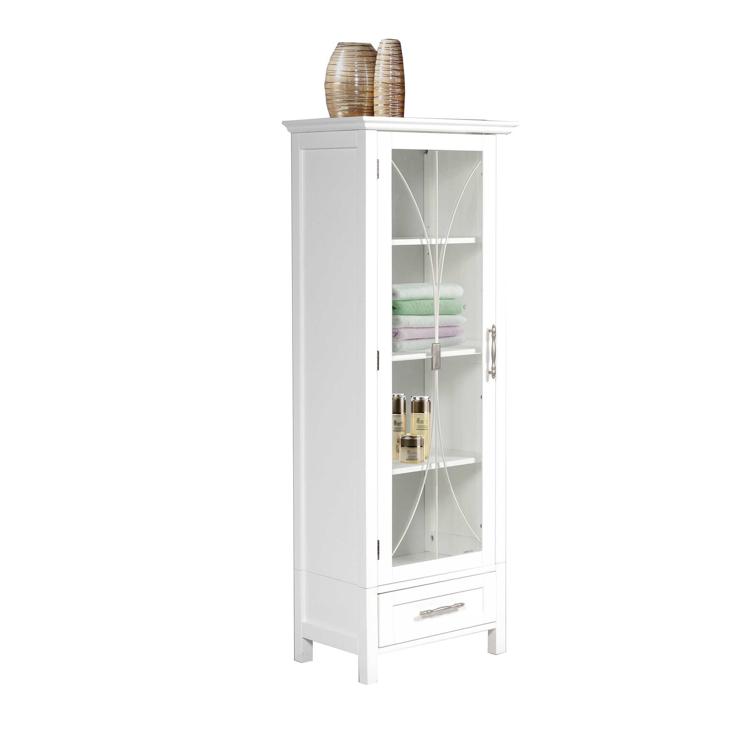 Delaney White Adjustable Shelving Linen Tower Cabinet