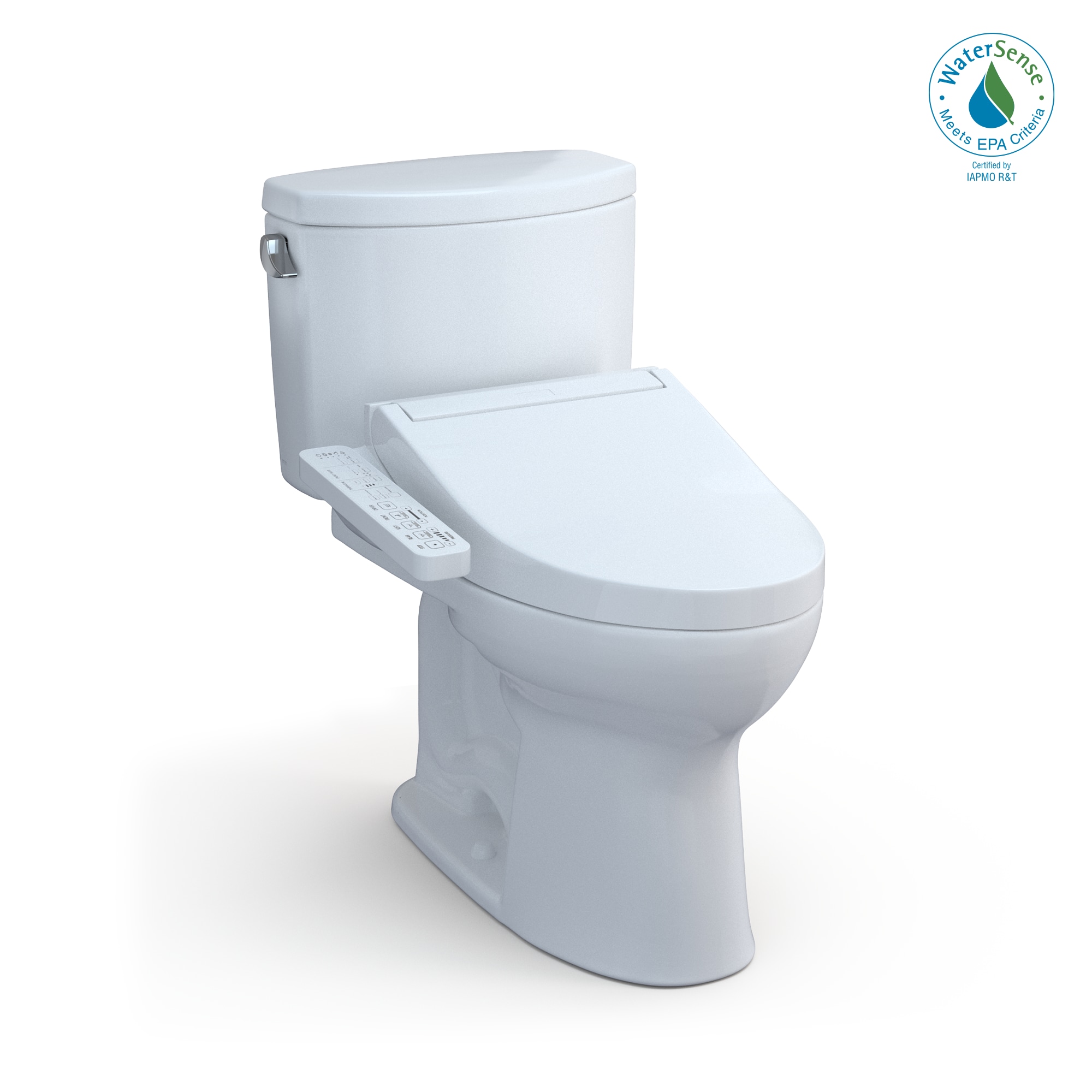 TOTO MW4543074CEFG-01 Washlet+ Cotton White Single Elongated Standard height Soft Close 2-piece Bidet 12-in Rough-In WaterSense Labeled 1.28 GPF