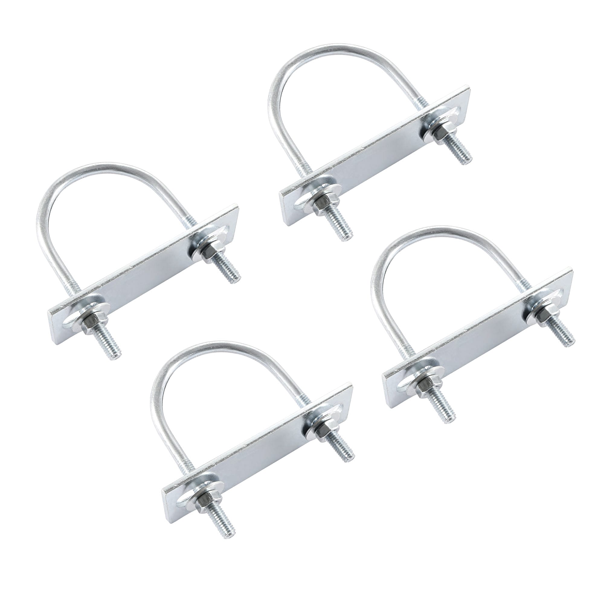 Unique Bargains Round U-Bolts 4 Sets 1.97inch(50mm) Inner Width 80mm Length Steel M6 with Nut Plate Washer
