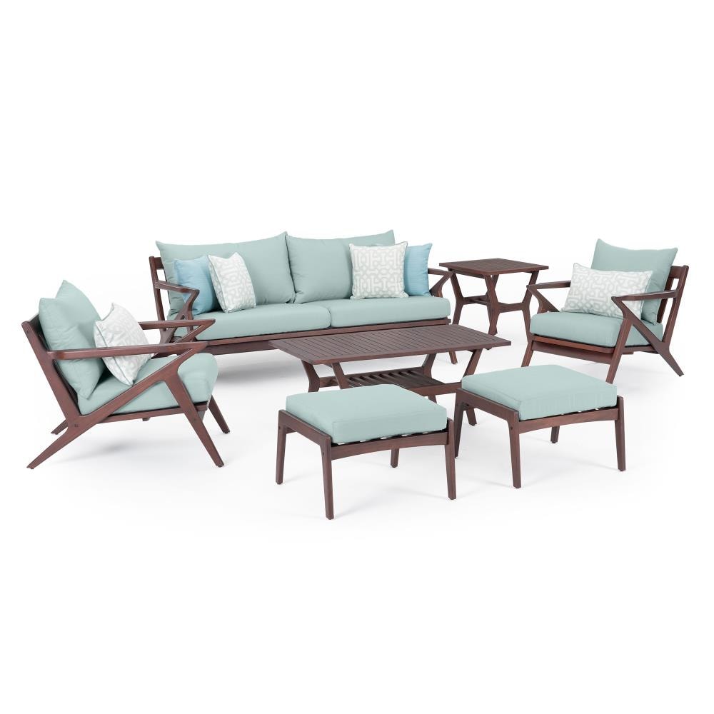 RST Brands OP-AWSS7-VGHN-SPA-K Vaughn 7 -Piece Patio Sofa Conversation Set with Blue Sunbrella Cushions