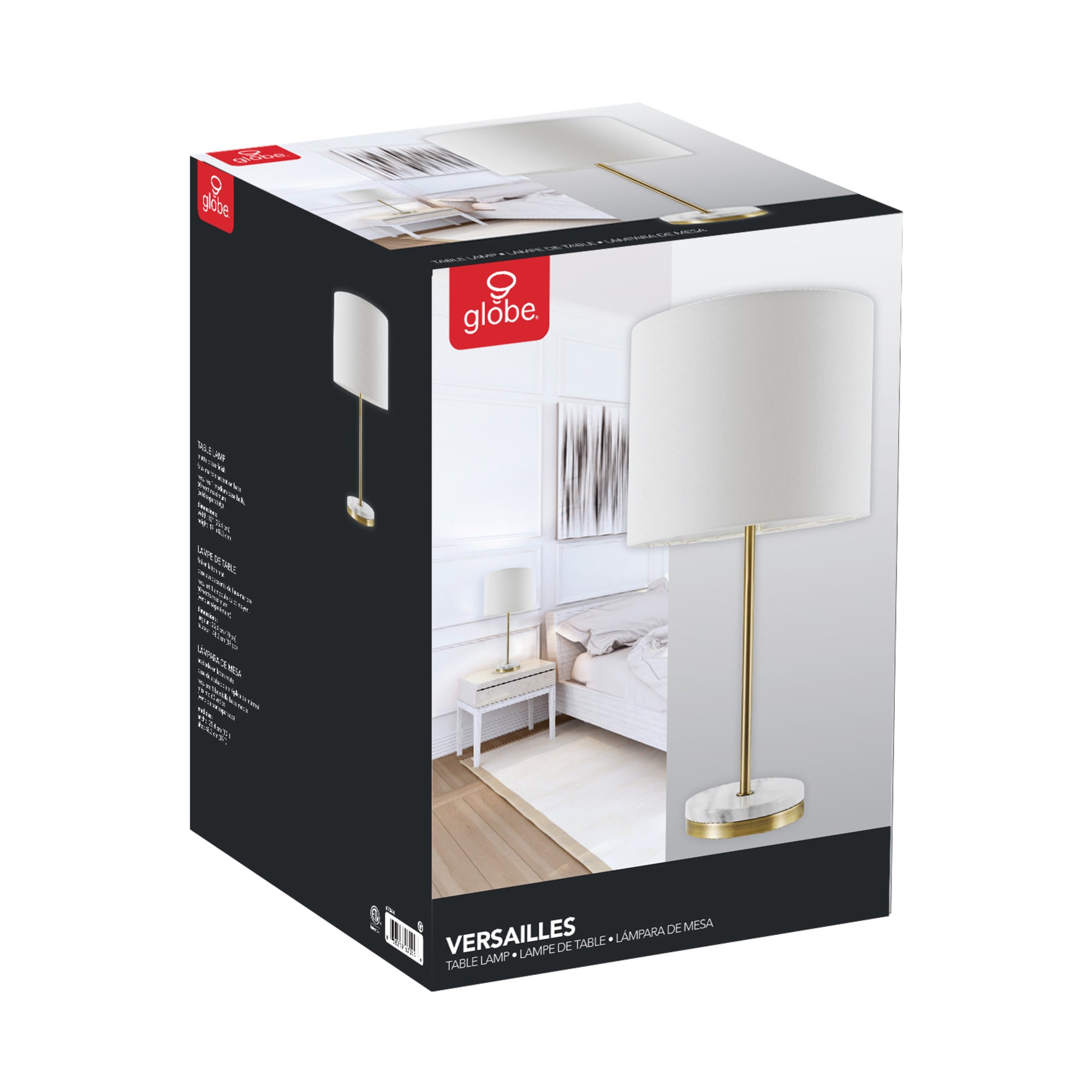 Versailles Matte Brass 19" Table Lamp with White Linen Shade