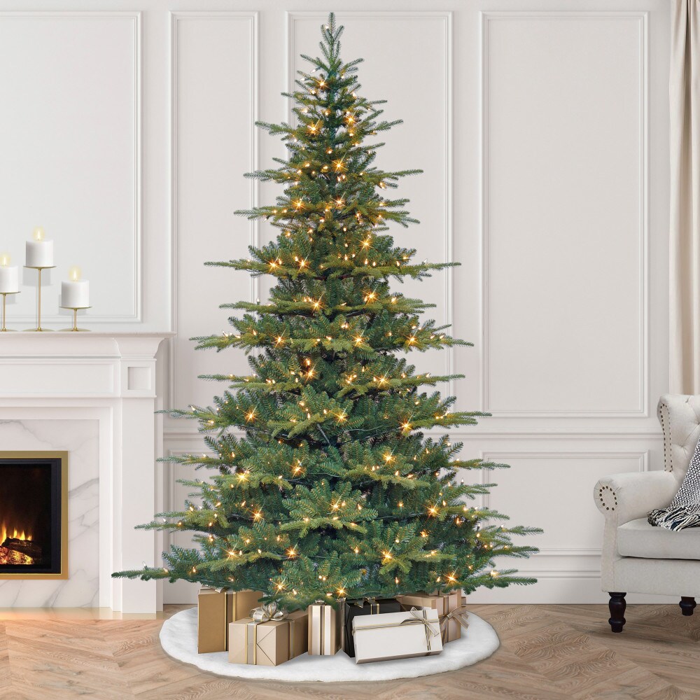 Puleo International 7.5-ft Fir Pre-lit Artificial Christmas Tree with ...