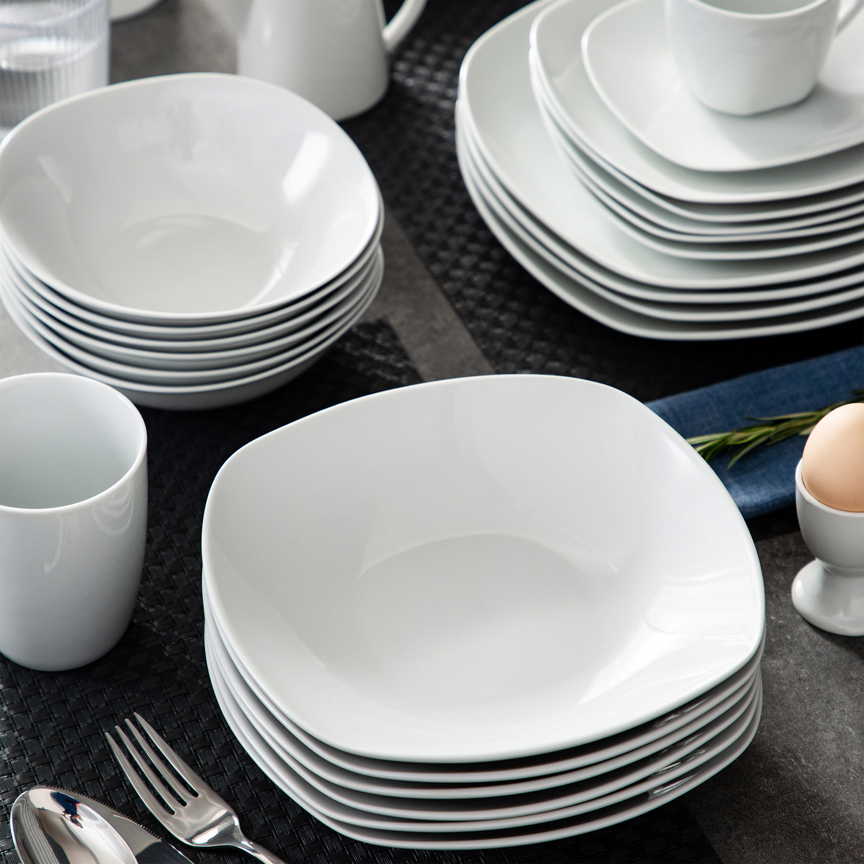 MALACASA Elisa 24-Piece White Porcelain Dinnerware Set (Service