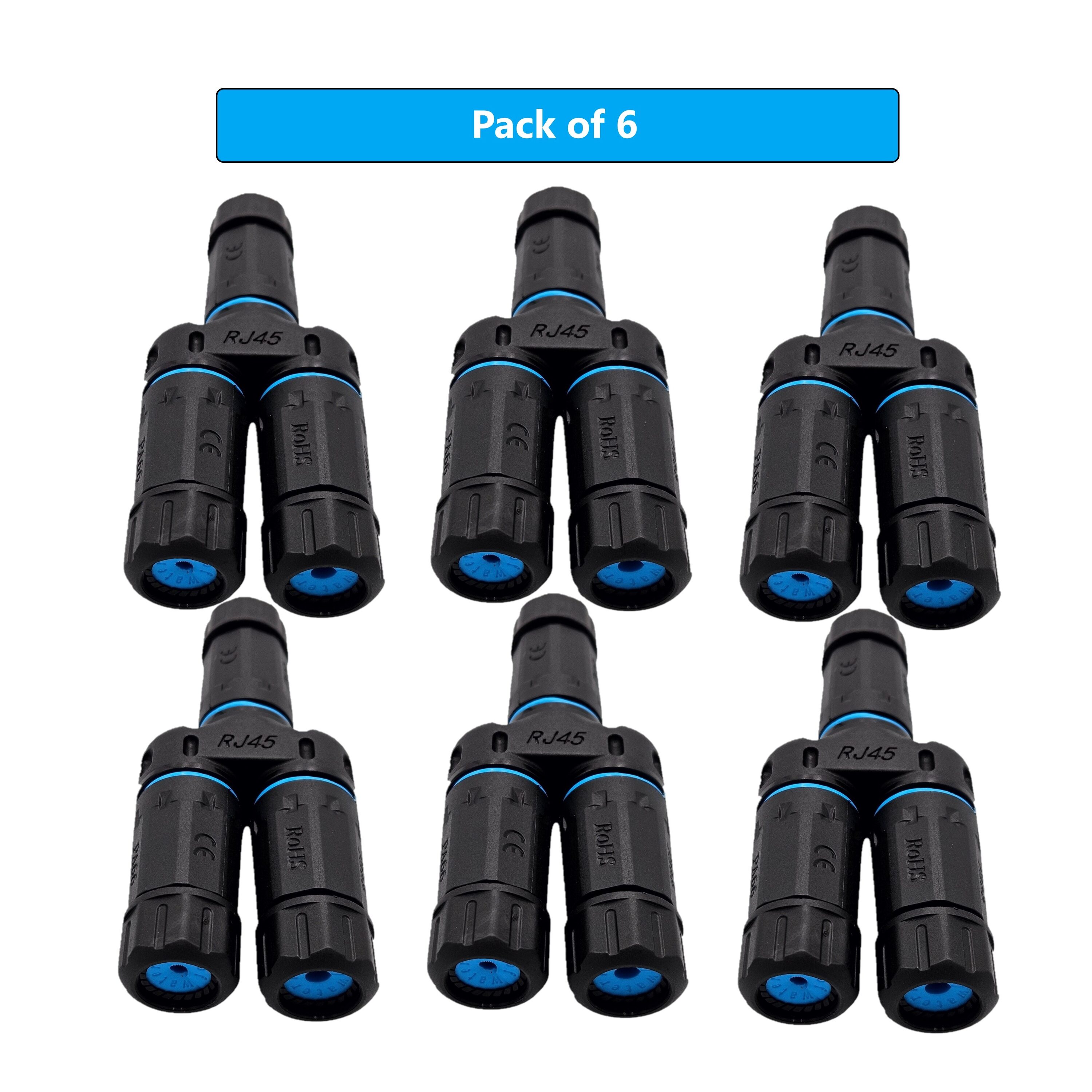 Micro Connectors 6 -Pack Cat7 RJ45 In-line coupler #C20-110L6WPS-6P