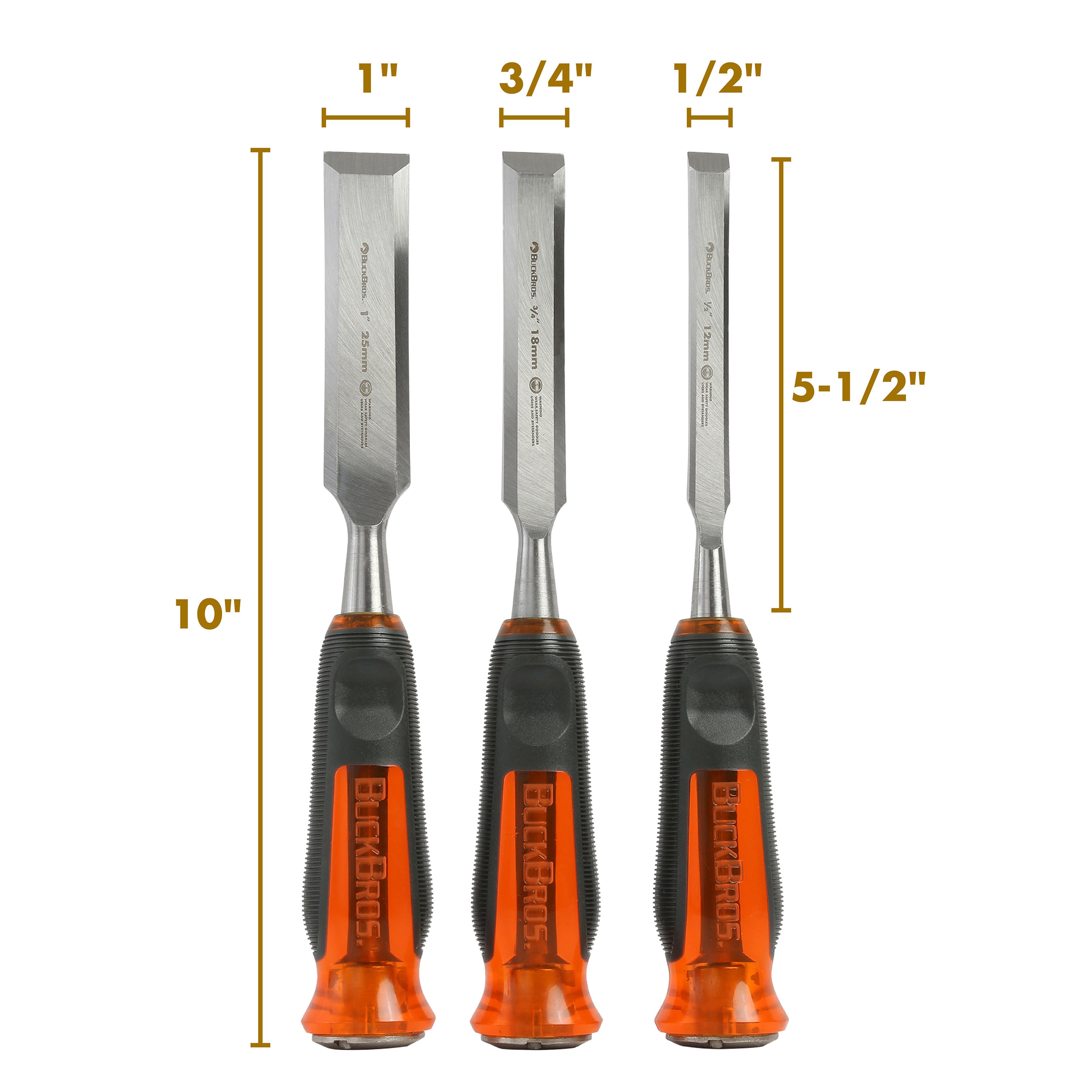 Buck Bros 3-Pack Woodworking Chisels Set in the Chisel Sets