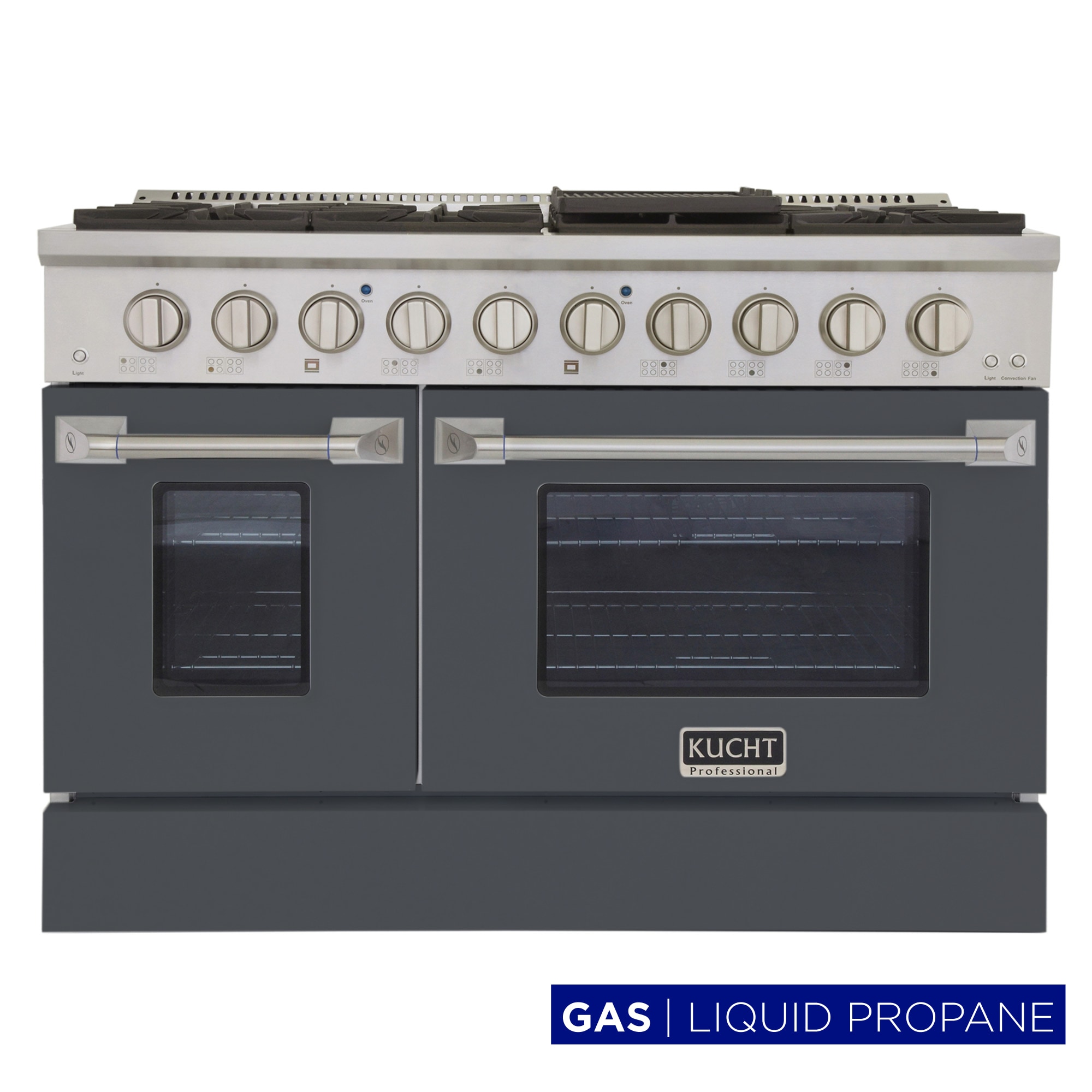 Kucht KNG481/LP-CY 48 8 burners 4.2 / 2.5 Convection Oven Freestanding Cement Gray )