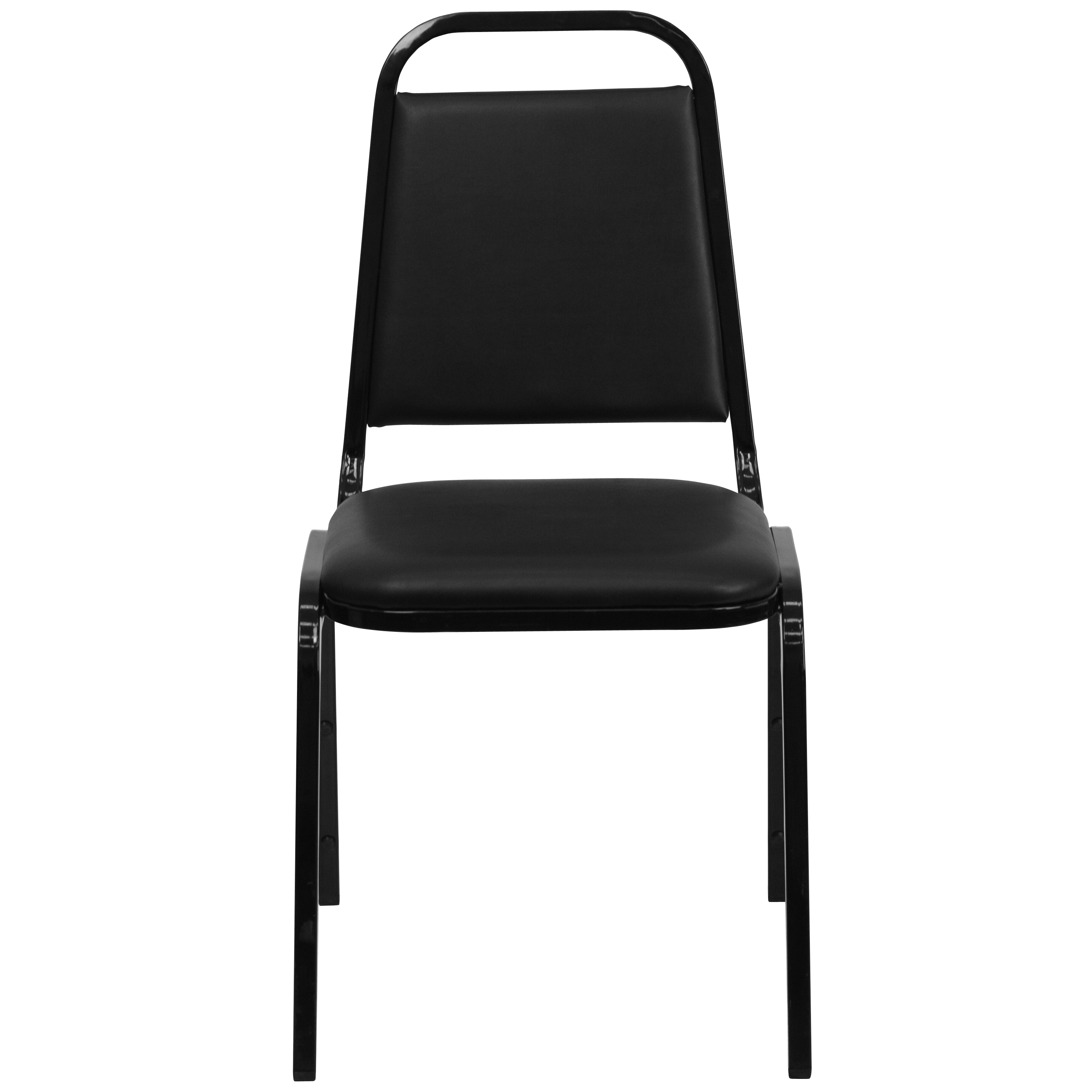 Elegant Black Vinyl Stacking Banquet Chair with Steel Frame