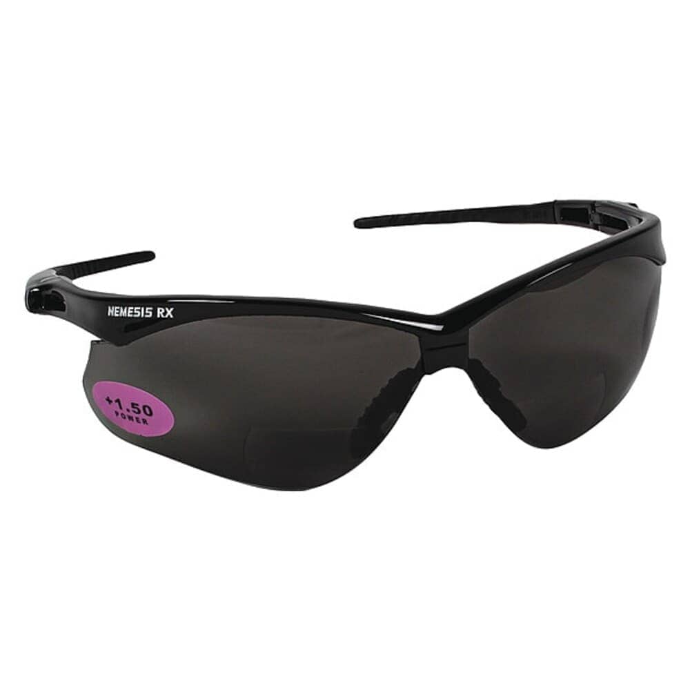 KleenGuard  Nemesis Readers Prescription Safety Sunglasses Diopter: +1.50 Black Frame Smoke Gray Lens