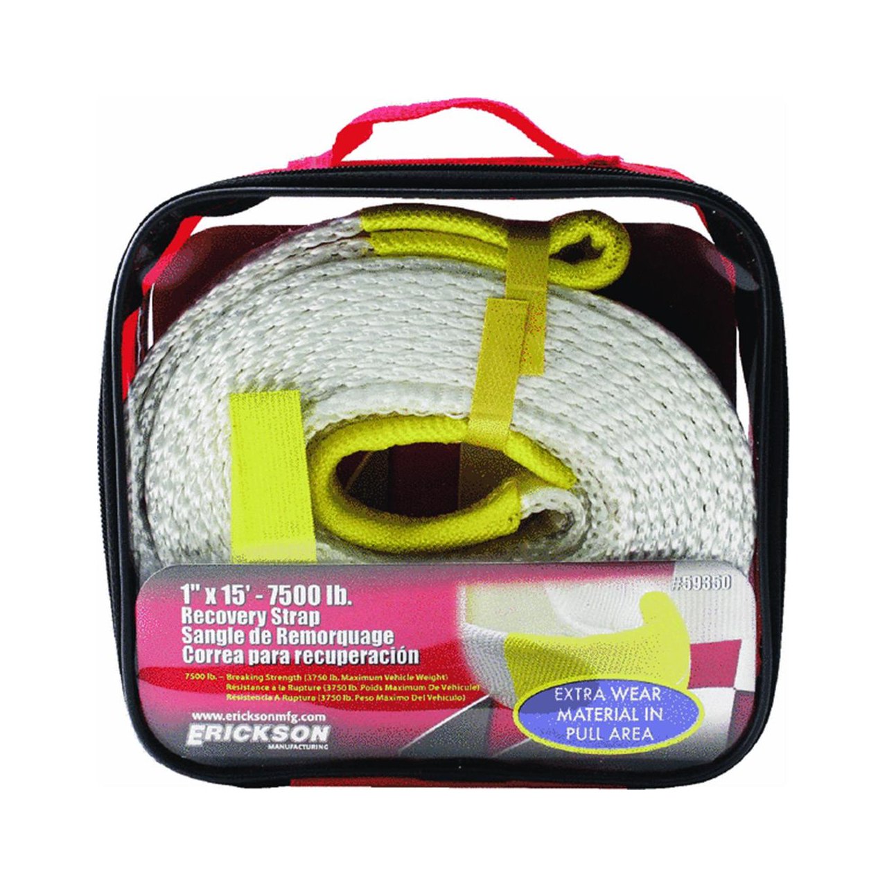 Erickson  1 X 15 7500 LB Recovery Strap with Storage Bag - 59350