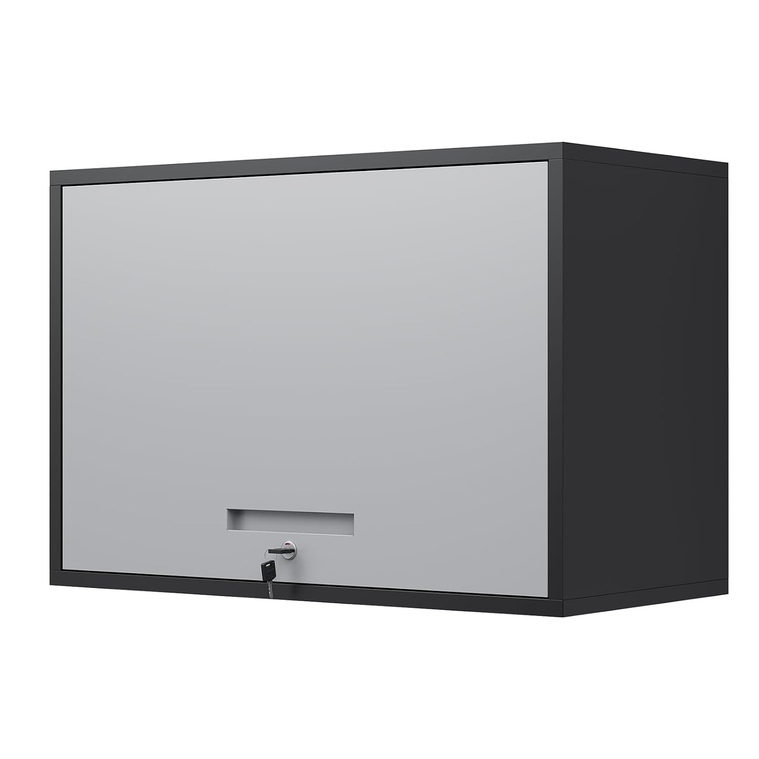 Yizosh Wall Mounted Metal Storage Cabinet with Sliding Up-Flip Door and Adjustable Shelves 31.5 in W x 15.7 in D x 21.6 in H 120 lb Load Capacity for Garage Basement Kitchen