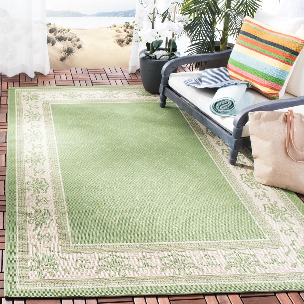 Olive and Natural 9' x 12' Synthetic Flat Woven Reversible Rug
