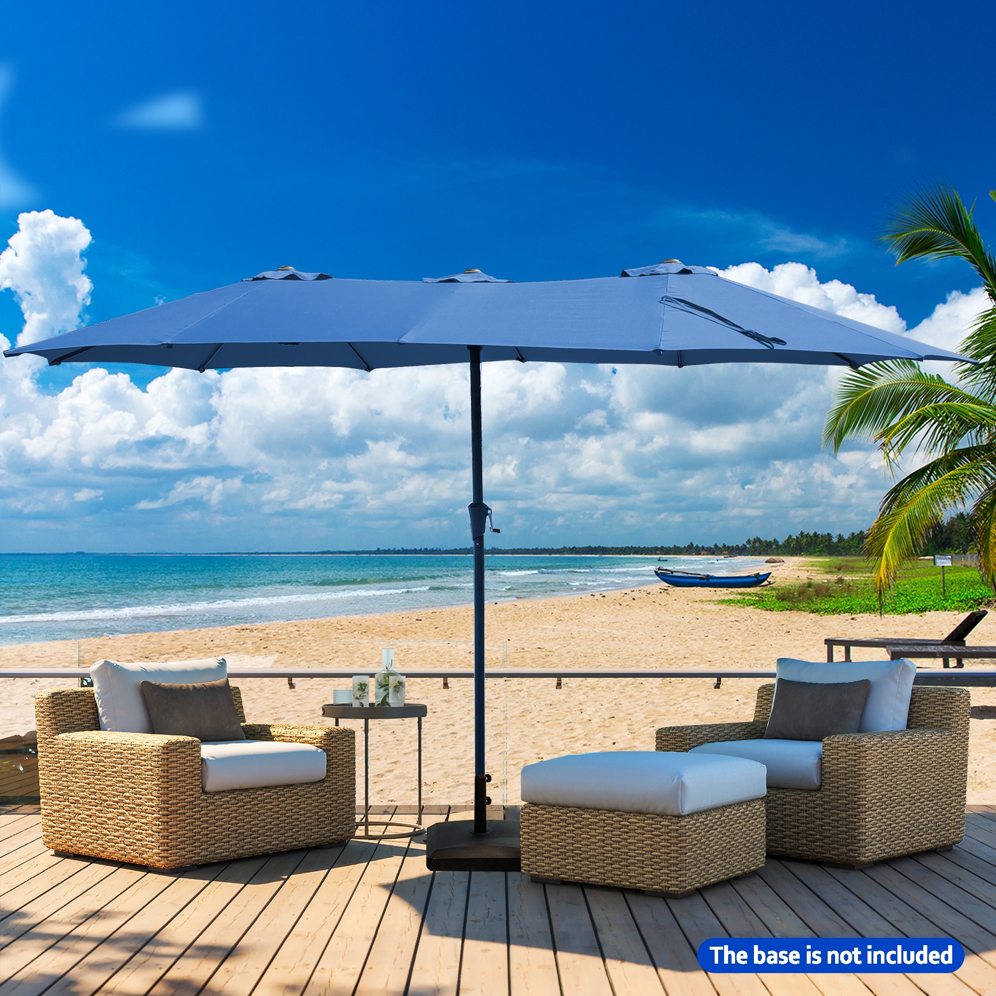 Fun Orange FUNHWCP63 15-Feet Steel Blue No-tilt Market Patio Umbrella