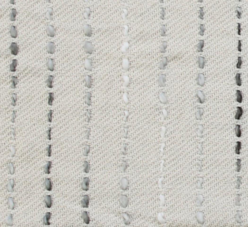 Gray and Cream Hand-Woven Cotton Blend Throw Blanket with Fringe