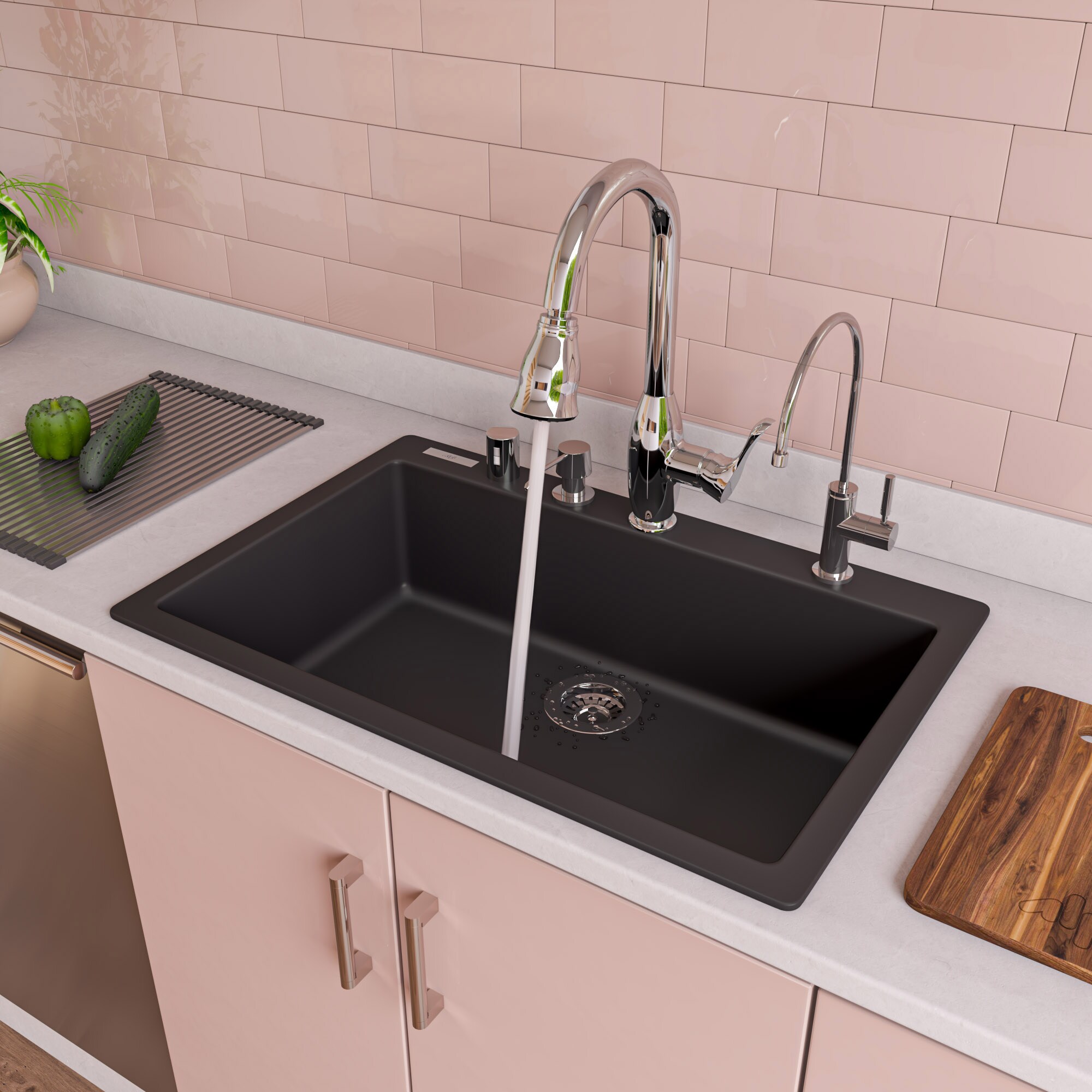 Polished Chrome Gooseneck Pull Down Kitchen Faucet with Spray