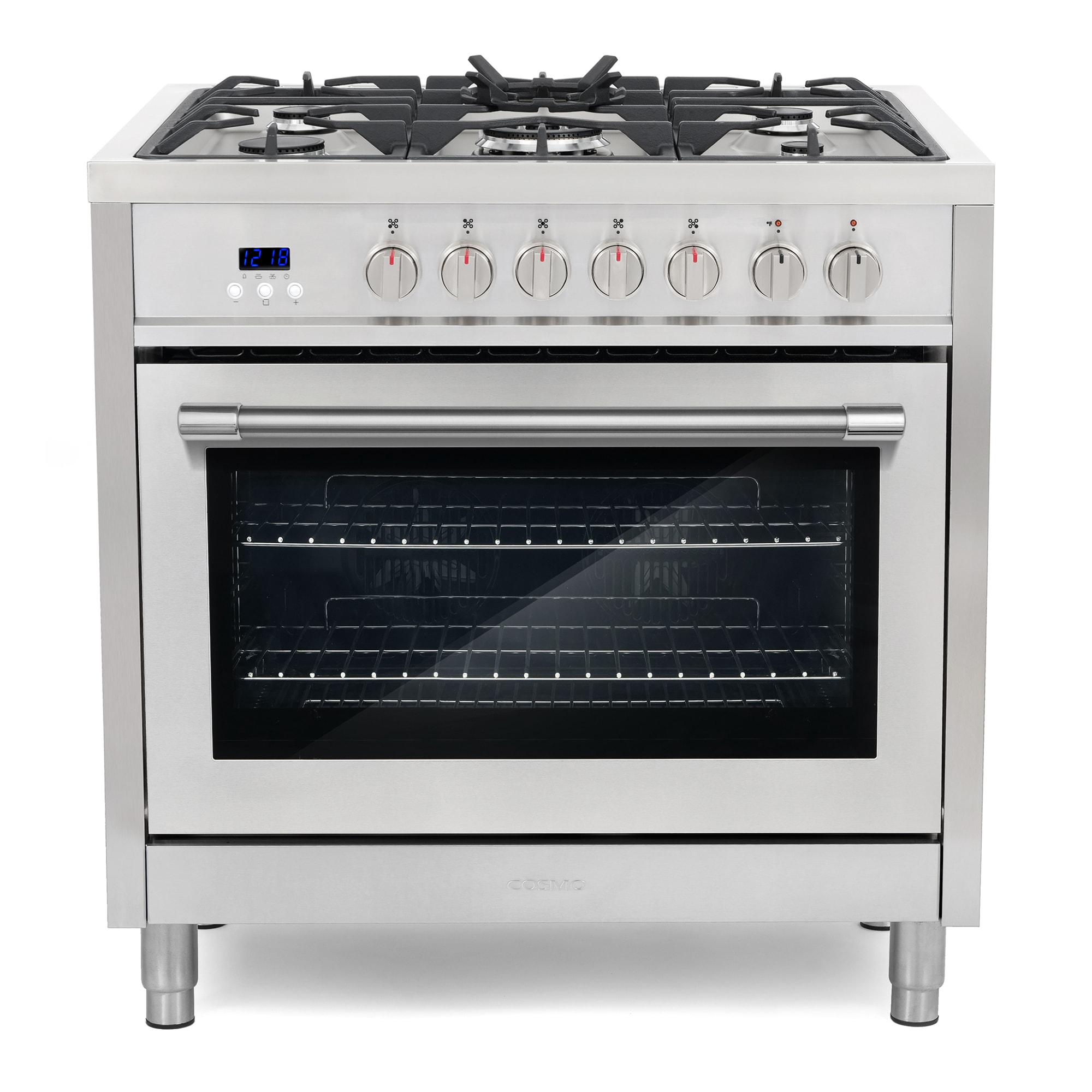 Cosmo F965-101 36-in Deep recessed 5 burners Convection Oven Freestanding Dual Fuel Range ( Stainless Steel )
