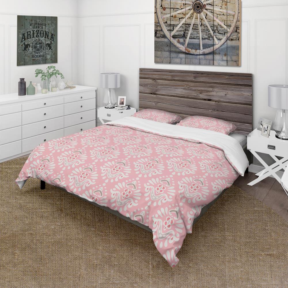 Designart BED18658-Q 3 -Piece Pink Queen Duvet cover Set