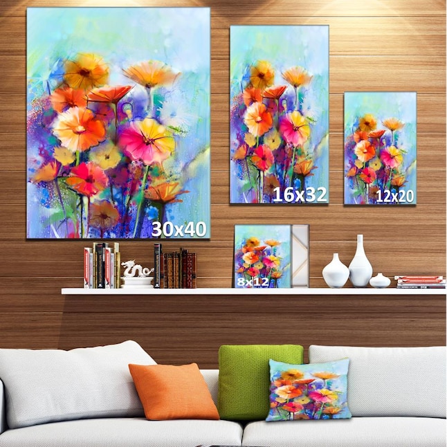 Designart 20-in H x 12-in W Floral Print on Canvas in the Wall Art ...