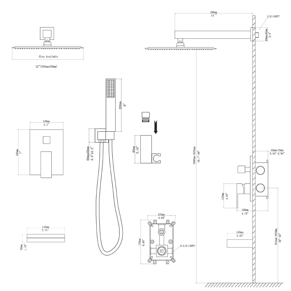Brushed Nickel Dual Shower Head System with Handheld and Rainfall Feature